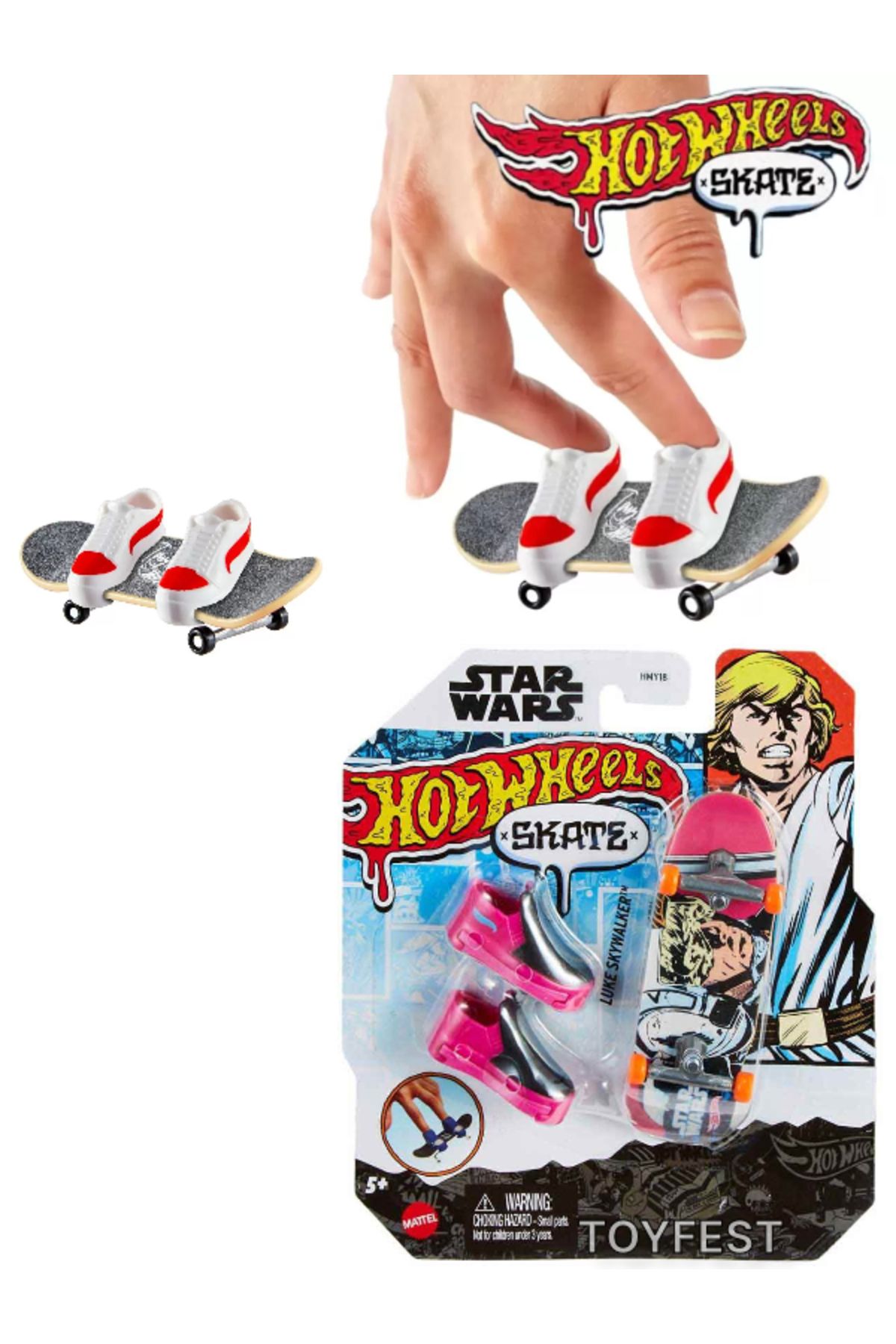 HOT WHEELS Skate Star Wars Temalı Parmak Kaykay ve Ayakkabı Paketleri - Lukeskywalker
