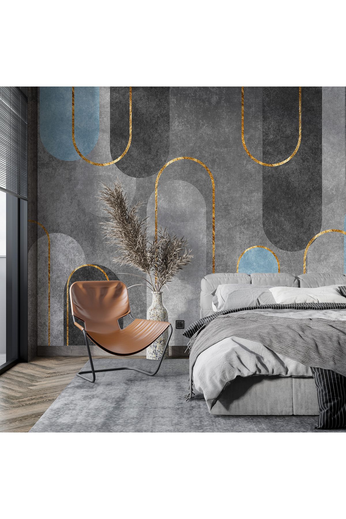 Plustablo Soyut Gri Görünümlü Duvar Kağıdı, Modern Yatak Odası Duvar Kağıdı, Salon için Trend Duvar Kağıdı