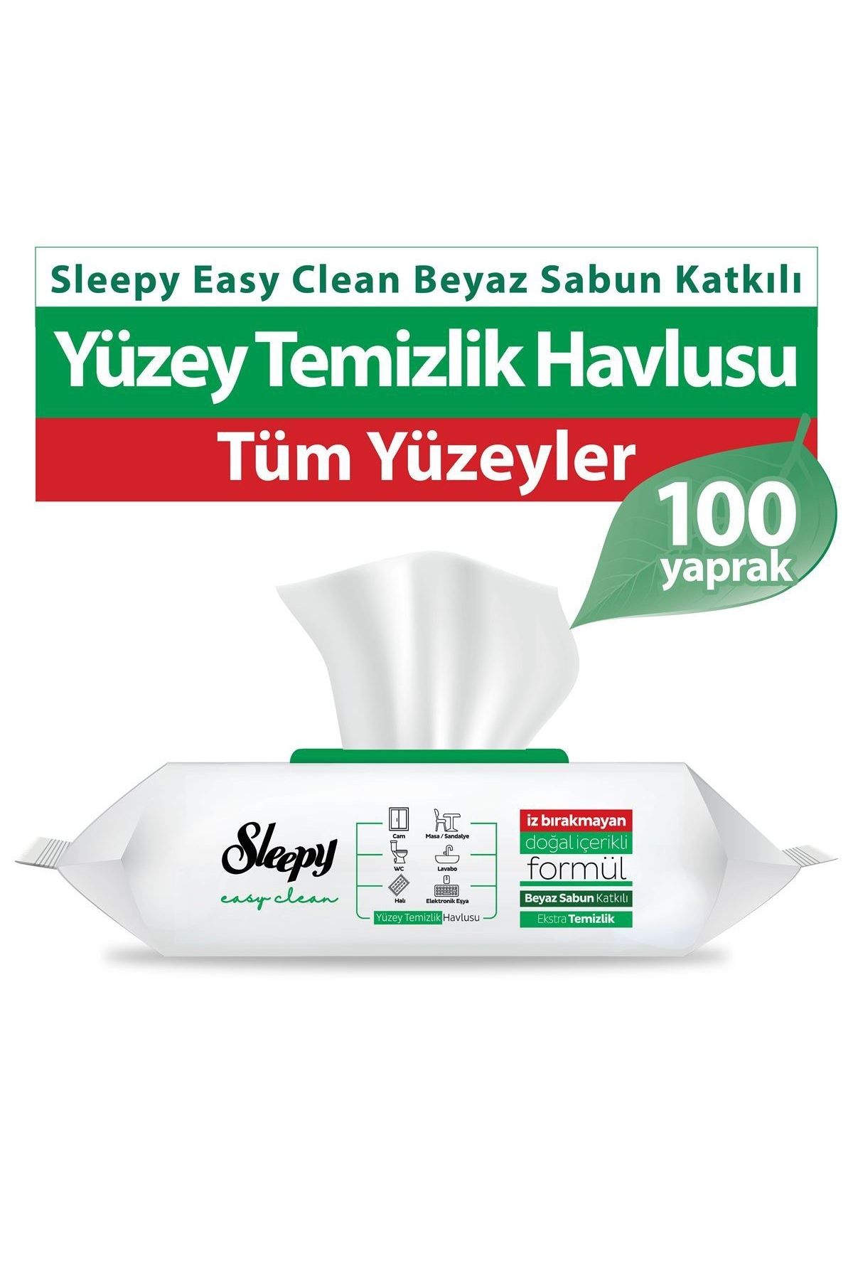 Sleepy Easy Clean Yüzey Temizlik Havlusu (Beyaz Sabun Kokulu) 100'lü