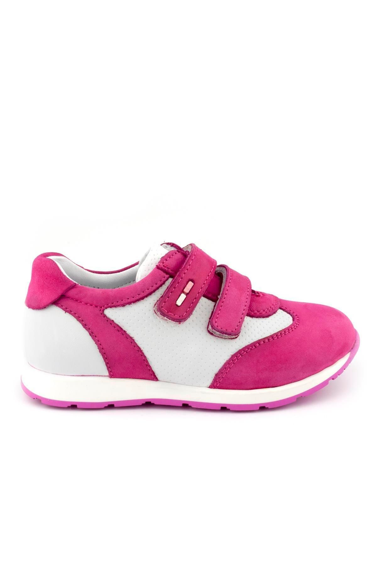 Cici Bebe Ayakkabı Hakiki Deri Fuşya Beyaz Nubuk Kız Çocuk Günlük Spor Ayakkabı
