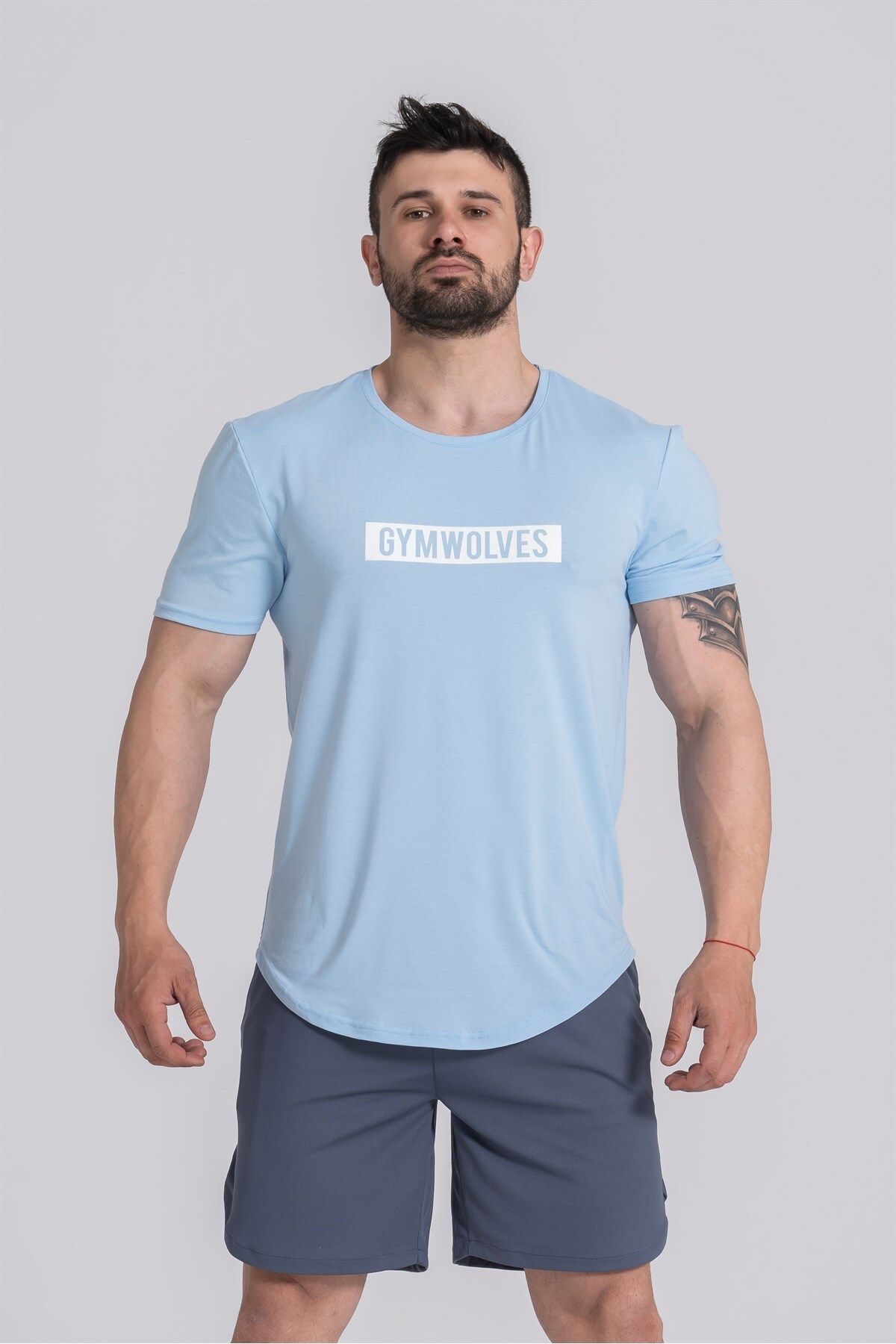 Gymwolves Erkek Spor T-shirt | Light Blue | Workout T-shirt |