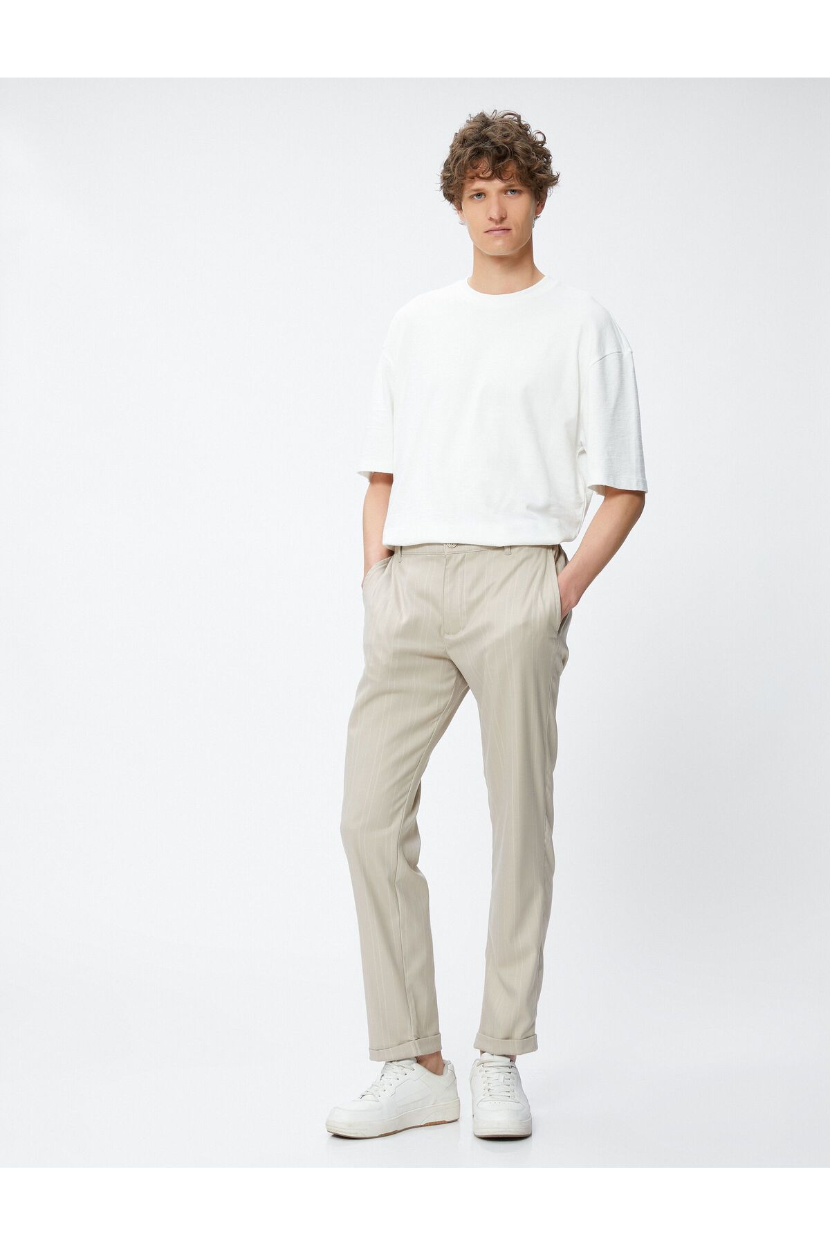 Koton Kumaş Pantolon Slim Fit Düğmeli Cep Detaylı Viskon Karışımlı