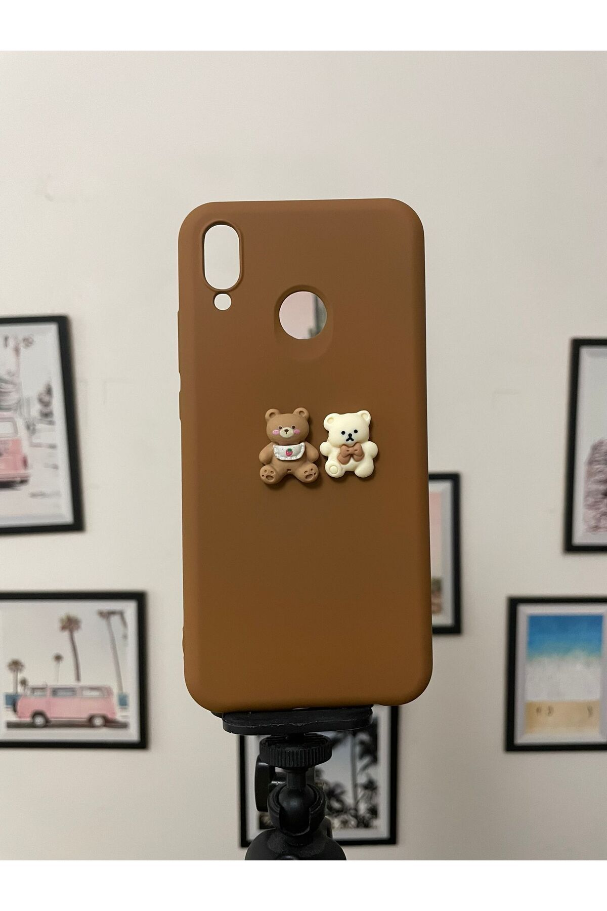 Efecollection Huawei P20 Lite Uyumlu Silikon İçi Kadife Lansman Sevimli Ayıcıklı Telefon Kılıfı