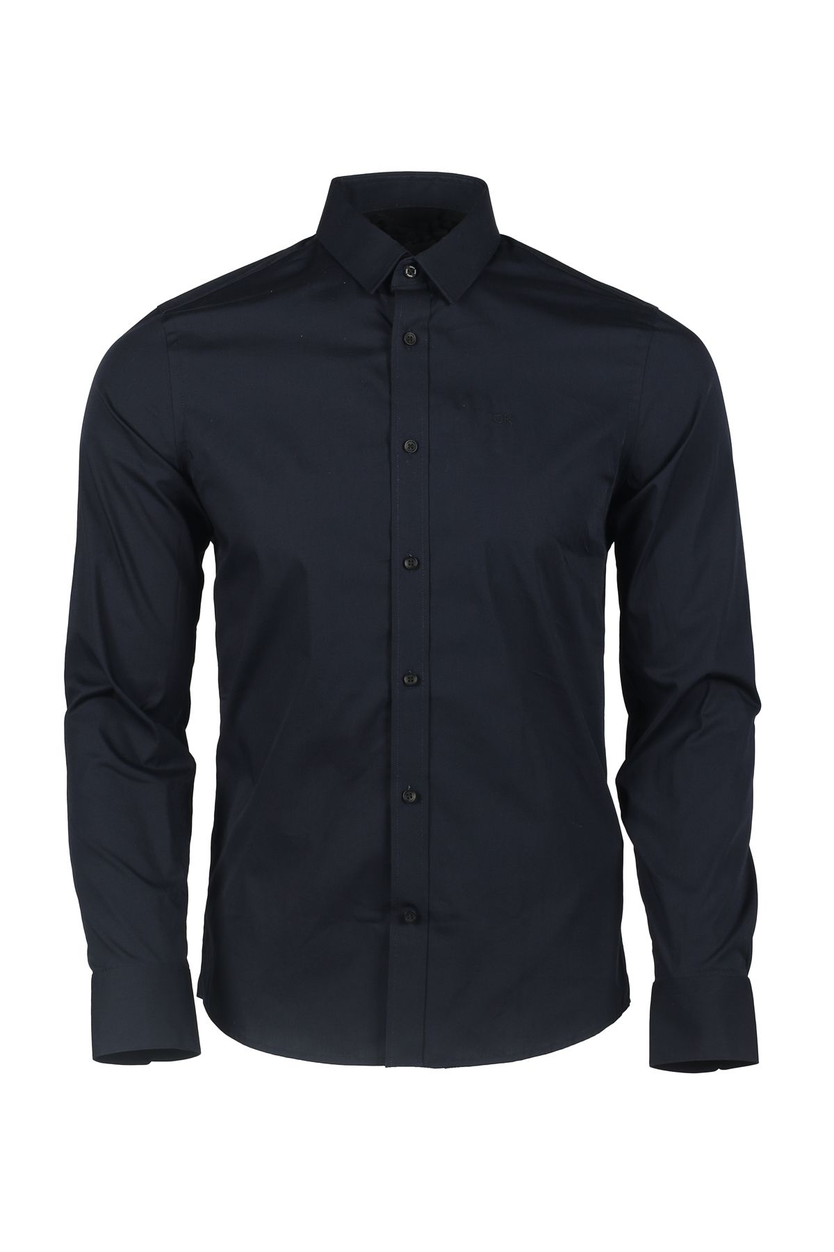 Calvin Klein Erkek Marka Logolu Düğmeli Gömlek Yaka Uzun Kollu Lacivert Gömlek K10K110856-CHW