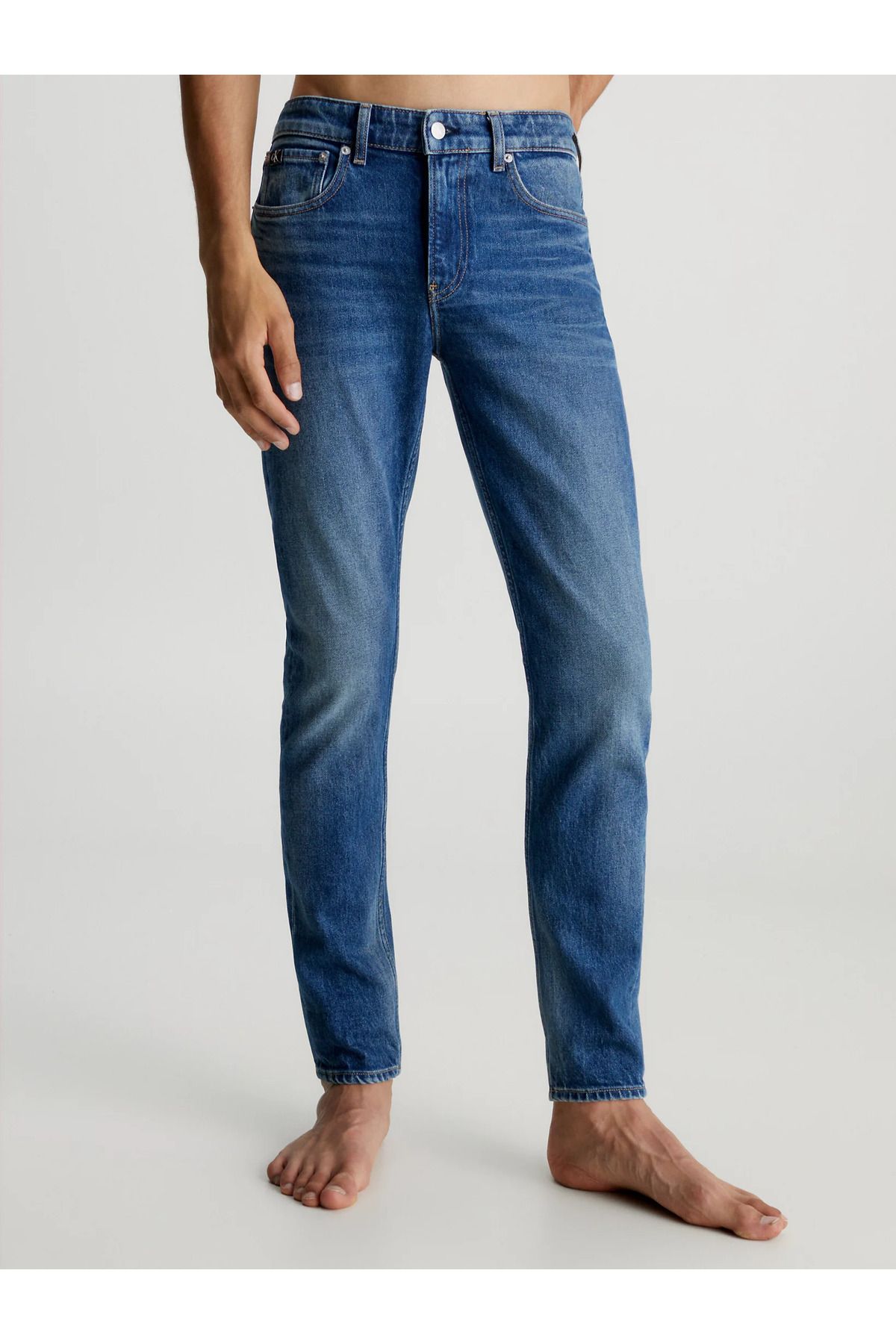 Calvin Klein Erkek Pamuklu Normal Bel 5 Cepli Düğmeli Mavi Jeans J30J323850-1BJ