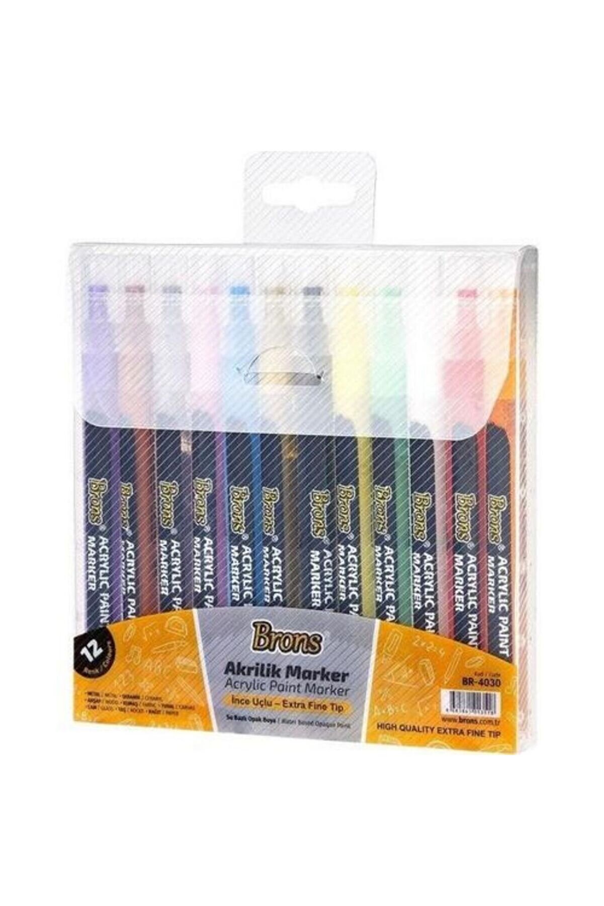 Brons ACRYLİC PAİNT MARKER AKRİLİK MARKER KALEM SETİ İNCE UÇLU 12 RENK