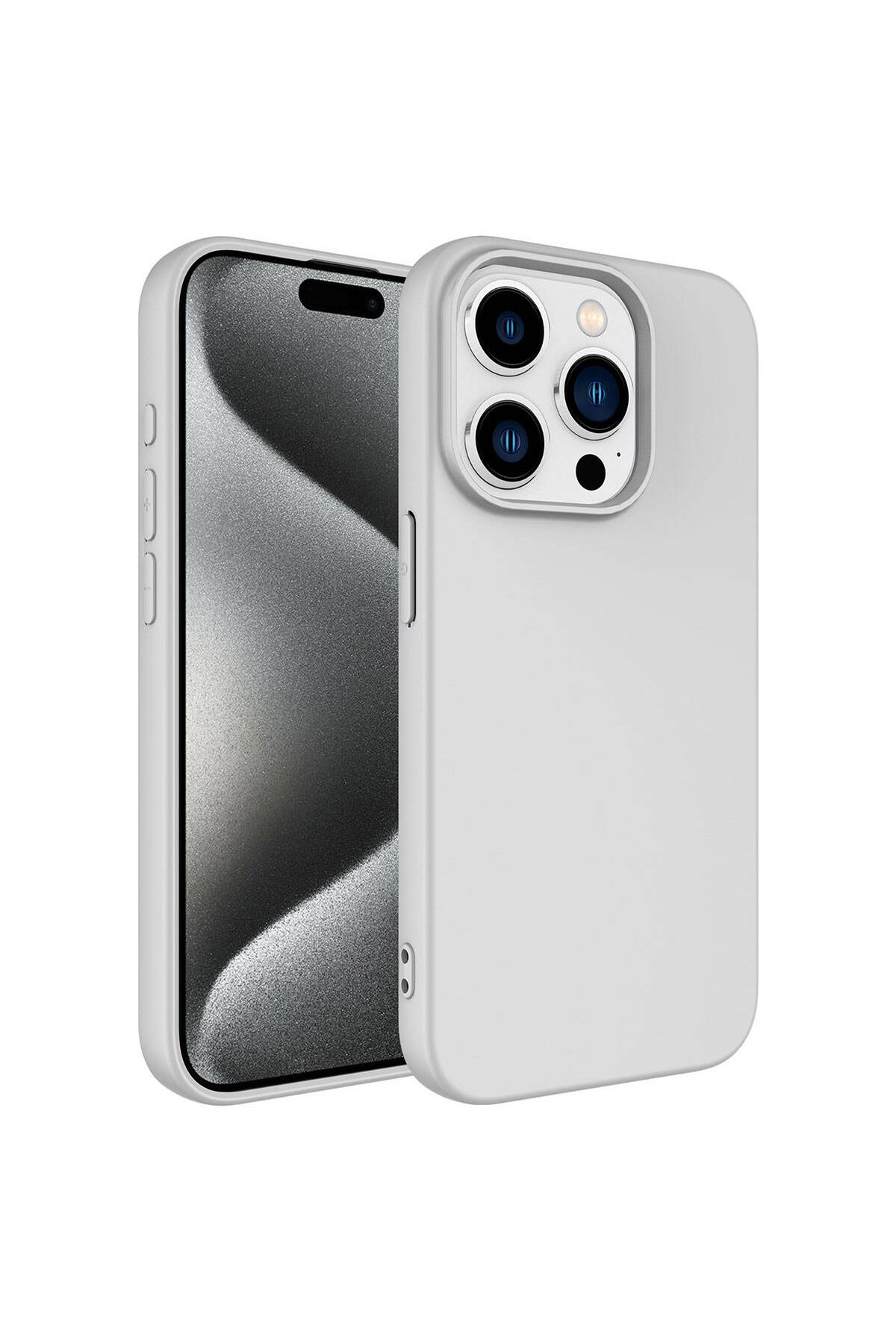Fibaks Apple iPhone 15 Pro Max Kılıf Kadife Lansman Soft Yumuşak Liquid Silikon Kamera Korumalı Kapak