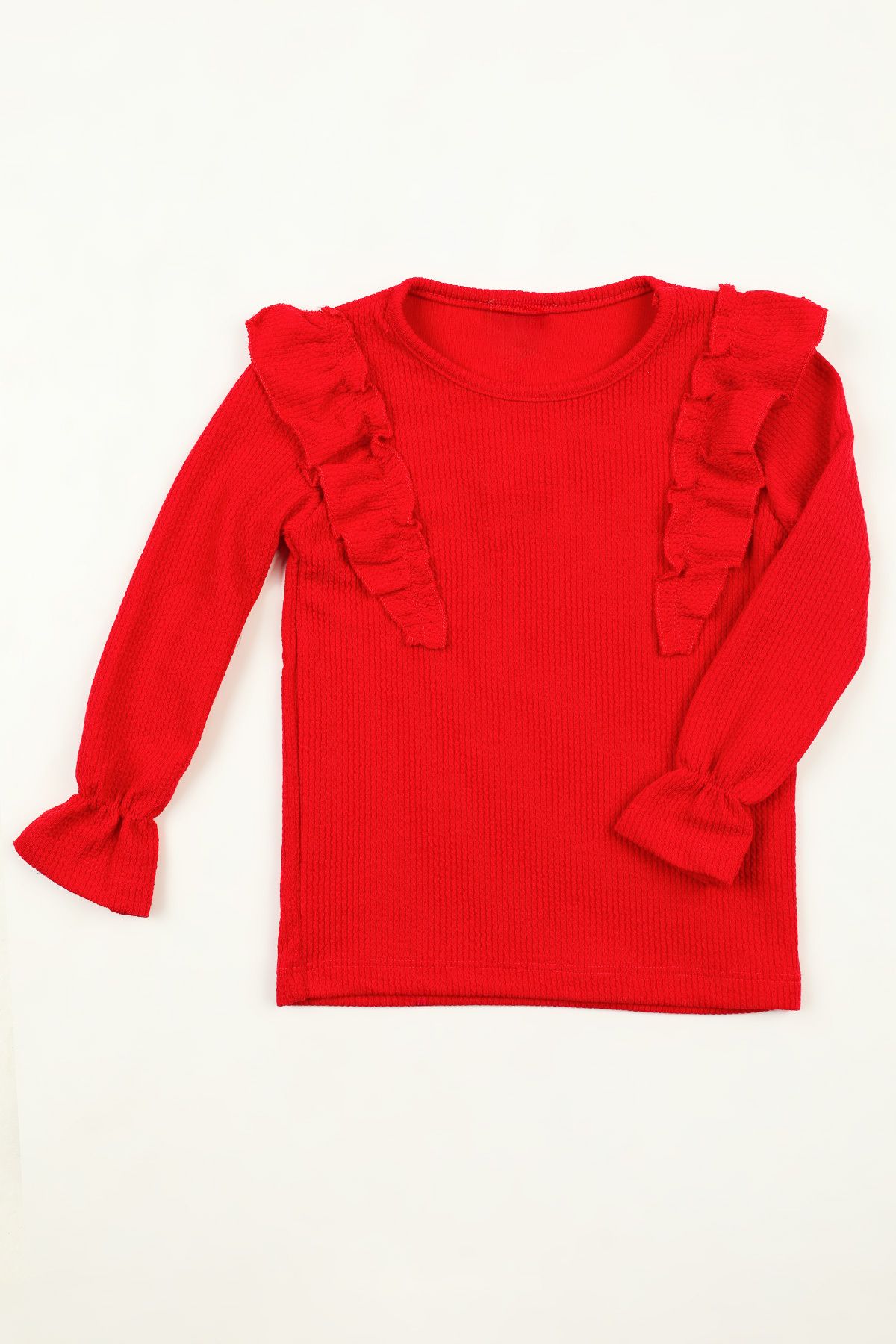 Julude Kırmızı Kız Çocuk Fırfırlı Body Bluz