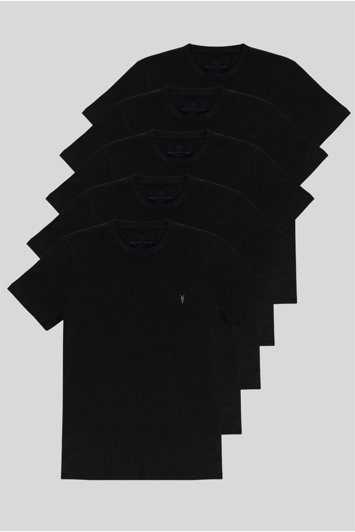 COMBİNE MİCHAİL Siyah Standart Kalıp Basic 5'li Paket T-shirt