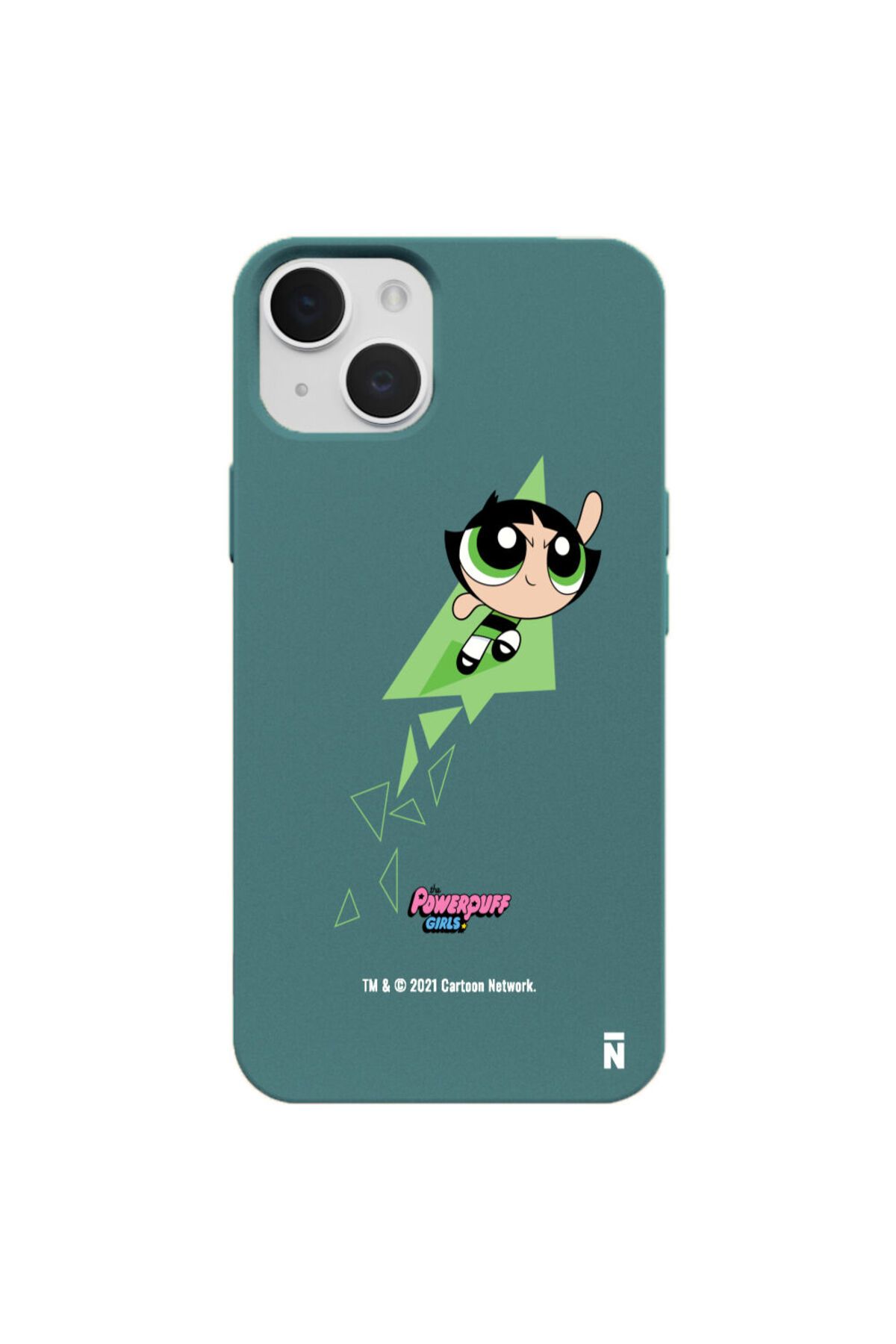 Casen iPhone 15 Powerpuff Girls Buttercup Özel Tasarım Haki Renkli Silikon Telefon Kılıfı