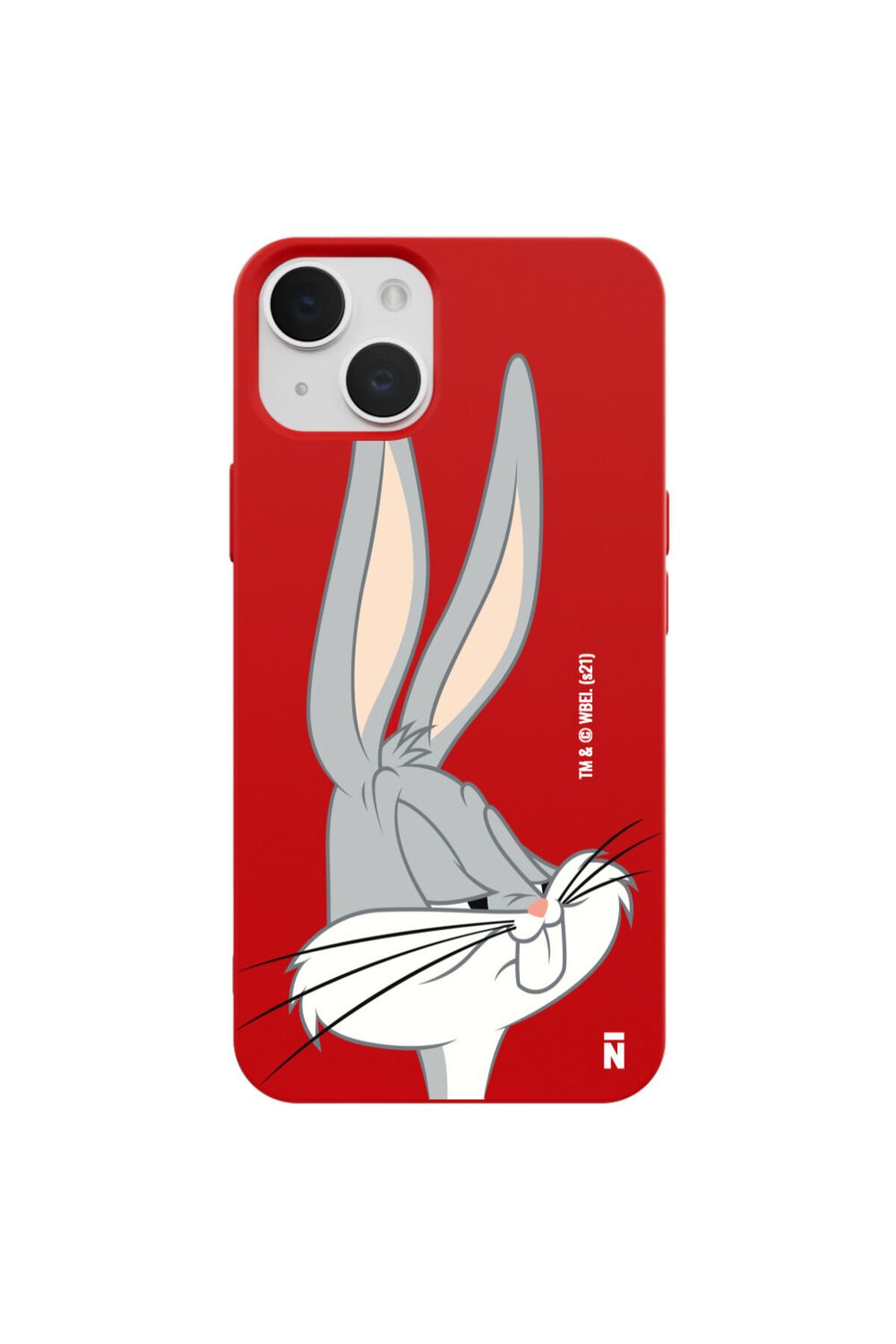 Casen iPhone 15 Plus Silikon Bugs Bunny Tavşan Çizgi Film Kırmızı Renkli Telefon Kılıfı