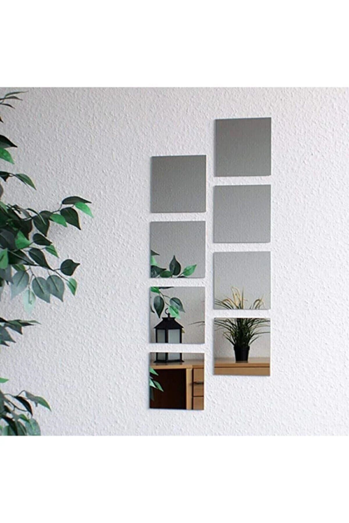 Roil Dekoratif Kare Pleksi Ayna Gümüş Renk Kendinden Yapışkanlı (20cm x 20cm)