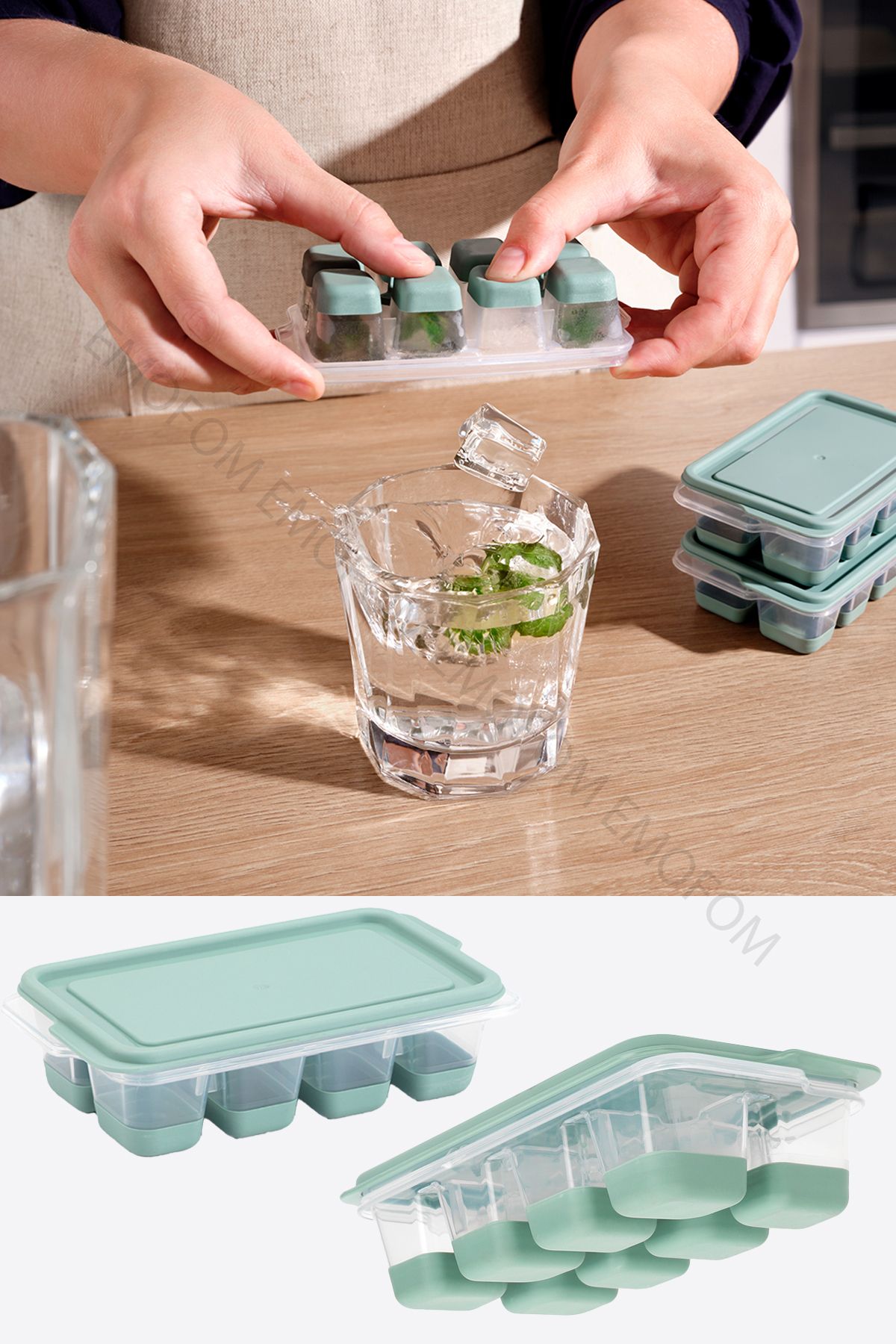 Emofom Mini Silikon Küp Buz Kalıbı Buzluk (7,5 x 13 x 3,4 cm)
