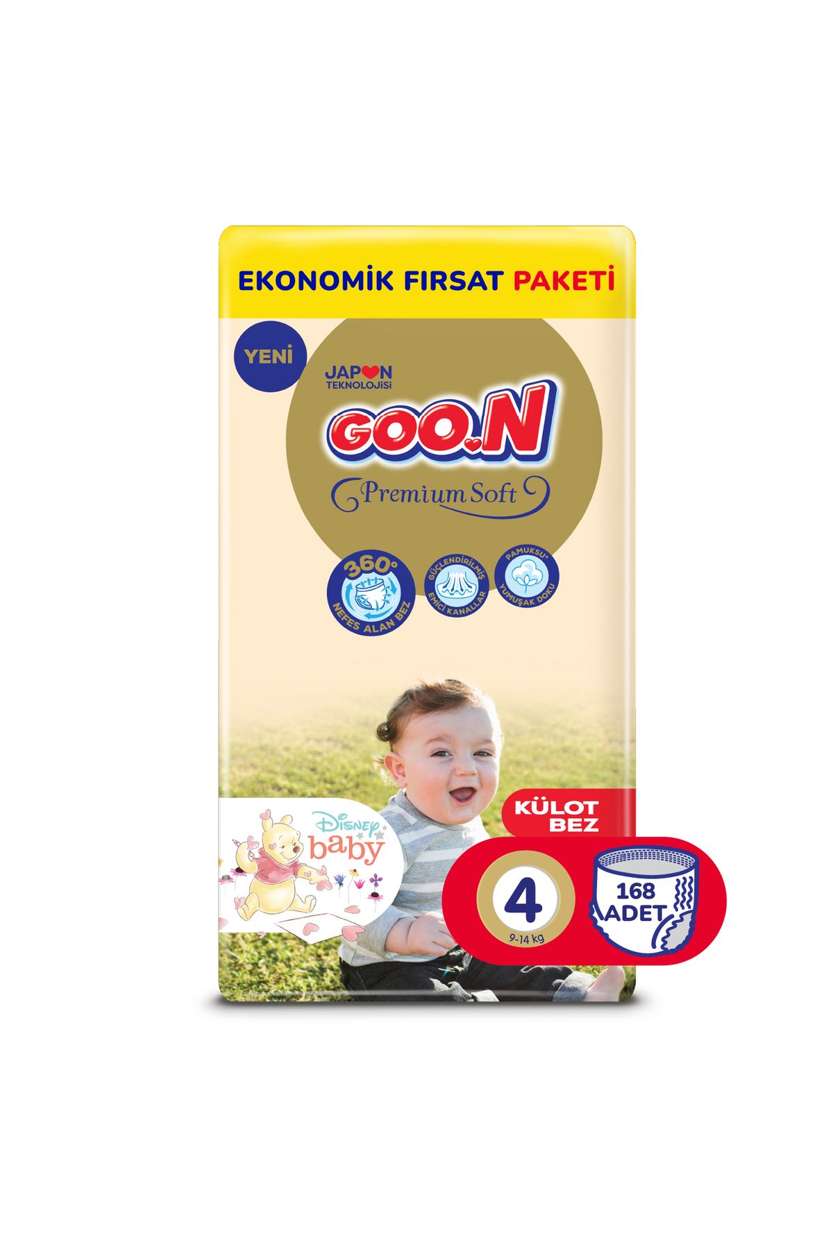 Goo.n Premium Soft 4 Numara Süper Yumuşak Külot Bebek Bezi Ekonomik Fırsat Paketi - 168 Adet
