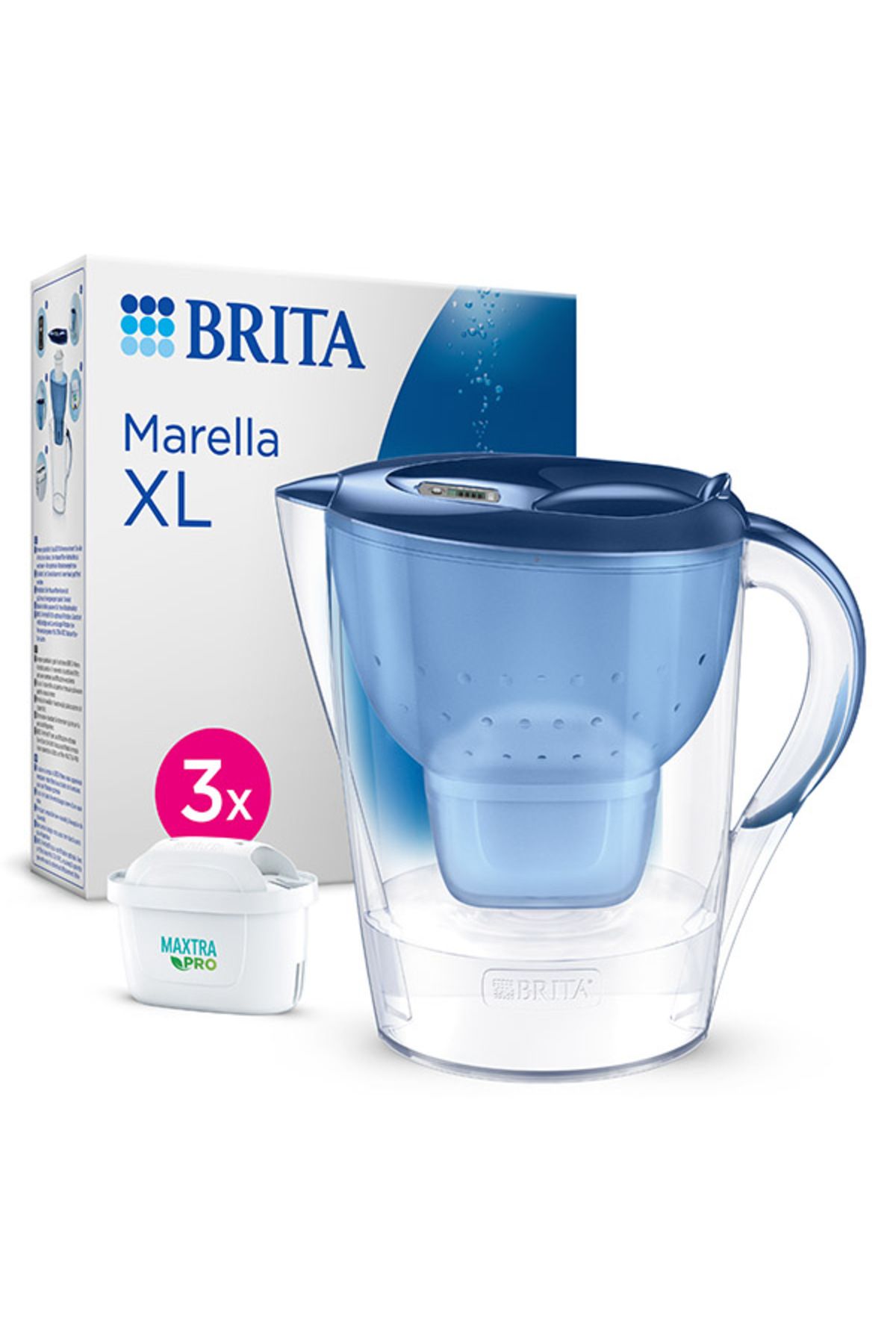 Brita Marella Xl ''3x Maxtra Pro All-ın-1 Filtreli'' Su Arıtma Sürahisi – Mavi (3,5 L)