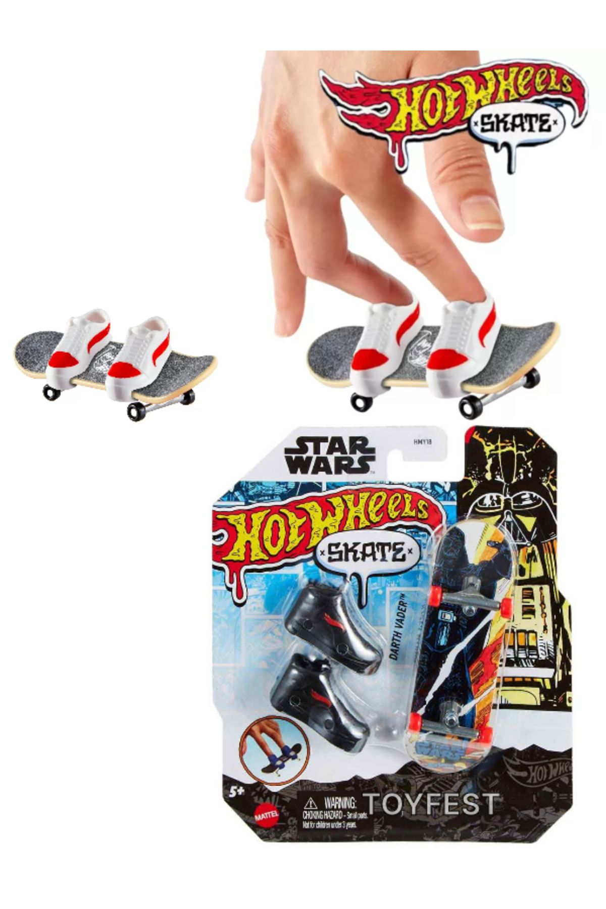 HOT WHEELS Skate Star Wars Temalı Parmak Kaykay ve Ayakkabı Paketleri - Darth Vader