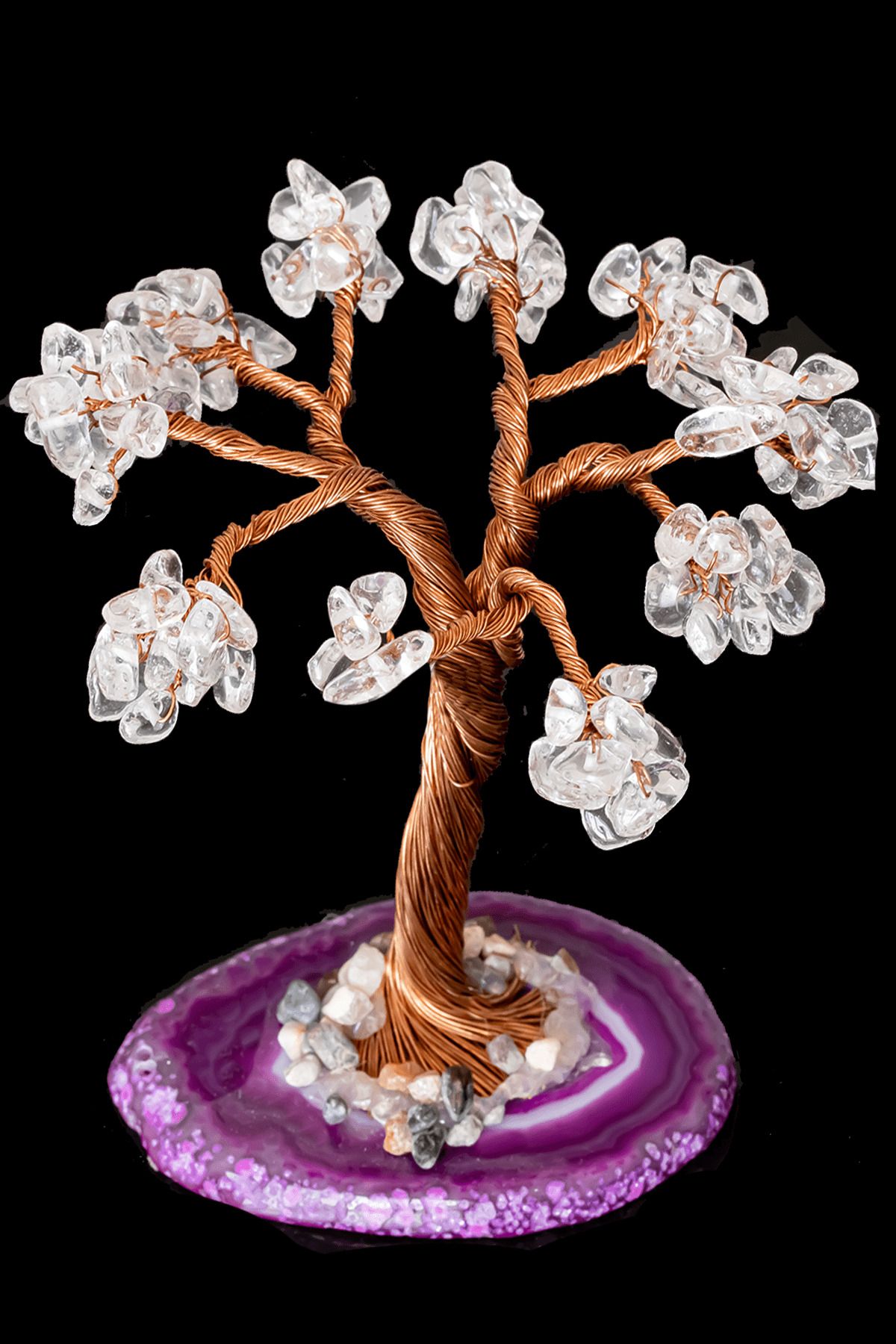 Tesbih Atölyesi Sertifikalı Gerçek Kristal Kuvars Taşı Ağaç - Akik Plakalı
