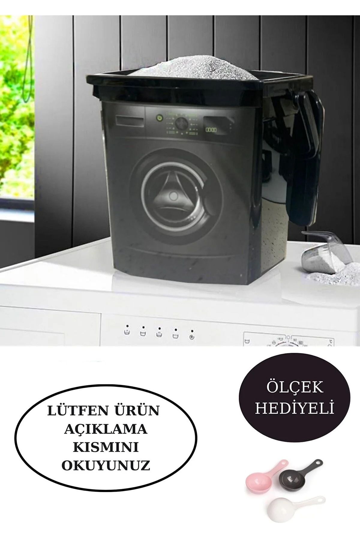 Homesea Çamaşır Makinesi Görünümlü Kapaklı Deterjanlık Taşınabilir Deterjan Saklama Kutusu 6 Lt