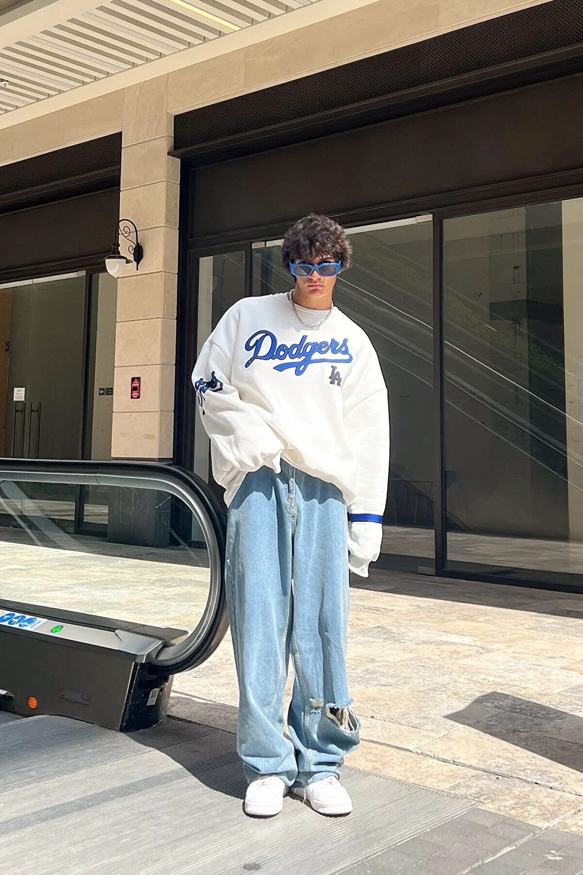 Fumood Los Angeles Dodgers Baskılı Oversize Unisex Sweatshirt