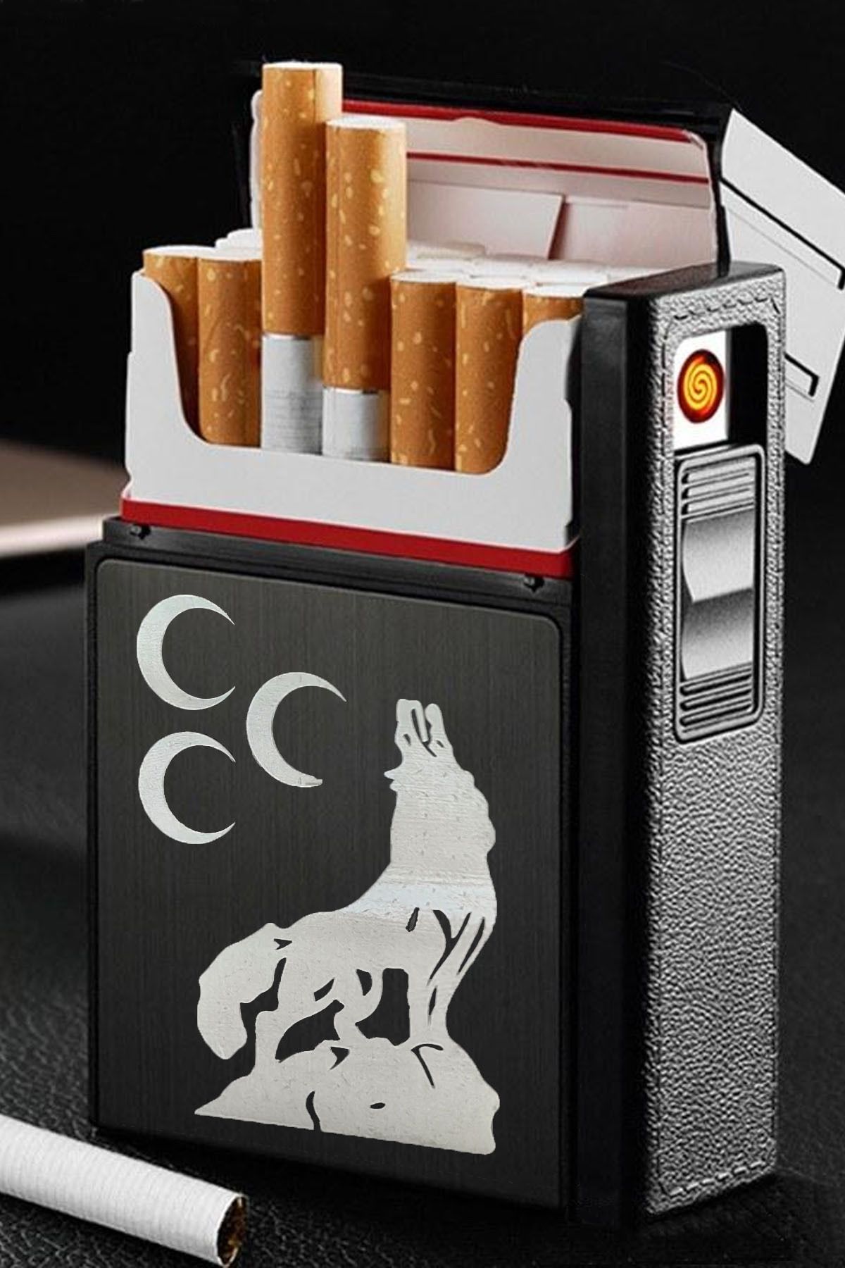 tusah Usb Şarjlı Elektronik Çakmak Taşınabilir Sigara Paketi Muhafaza Kutusu Kişiye Özel