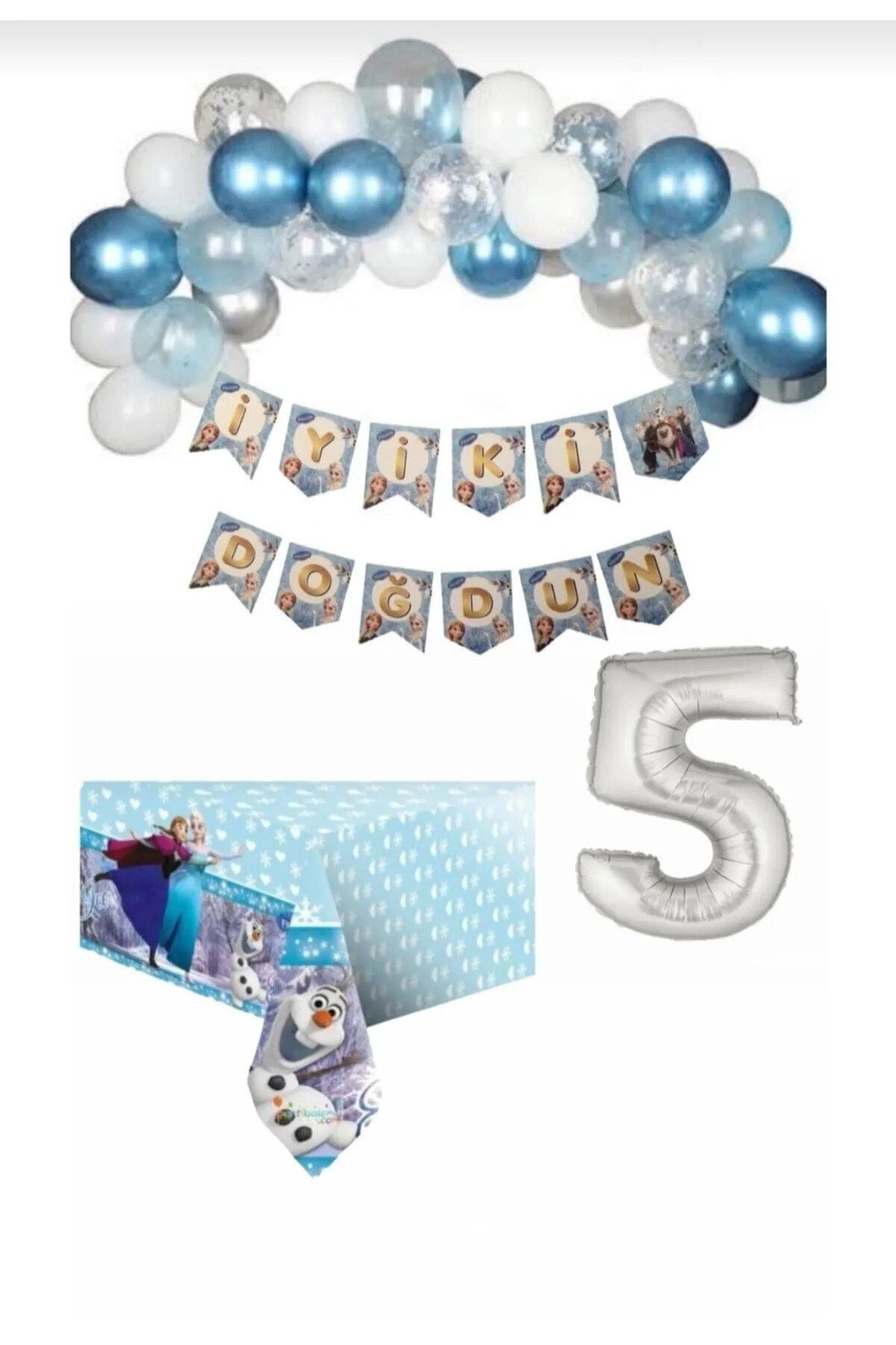 Azebu Frozen Elsa Anna Karlar Kraliçesi Karlar Ülkesi 5 Yaş Doğum Günü Konsepti Süsleme Seti