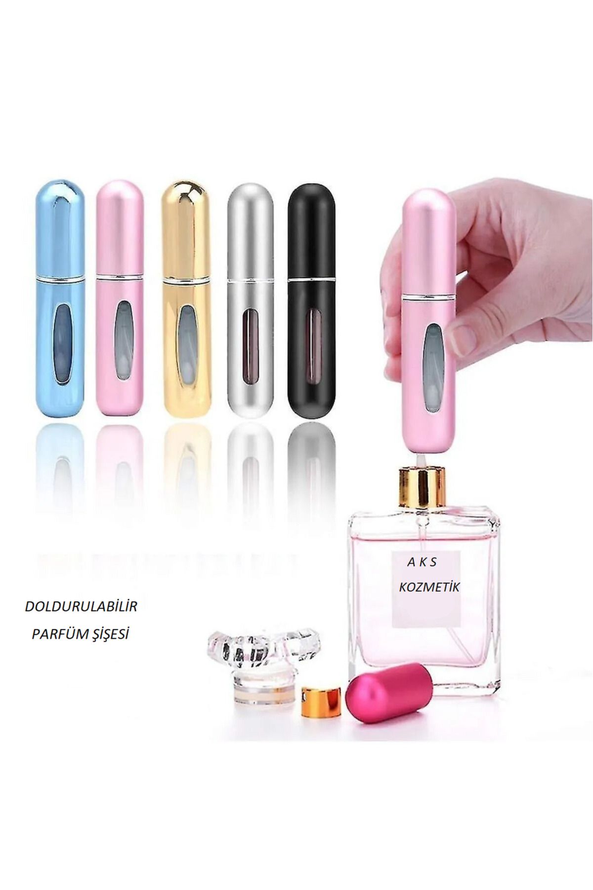 aks kozmetik Parfüm Şişesinden Çanta Içi Mini Doldurulabilir Seyahat Cep Yedek Parfüm Şişesi 5 ml