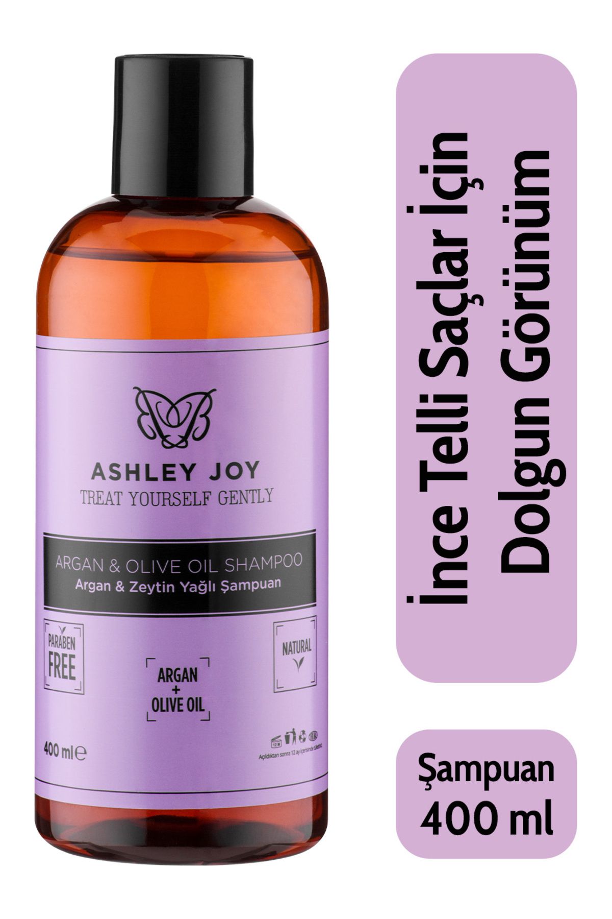 Ashley Joy Ince Telli Saçlar Için Argan & Zeytinyağlı Ağırlaştırmayan Bakım Şampuan 400 ml