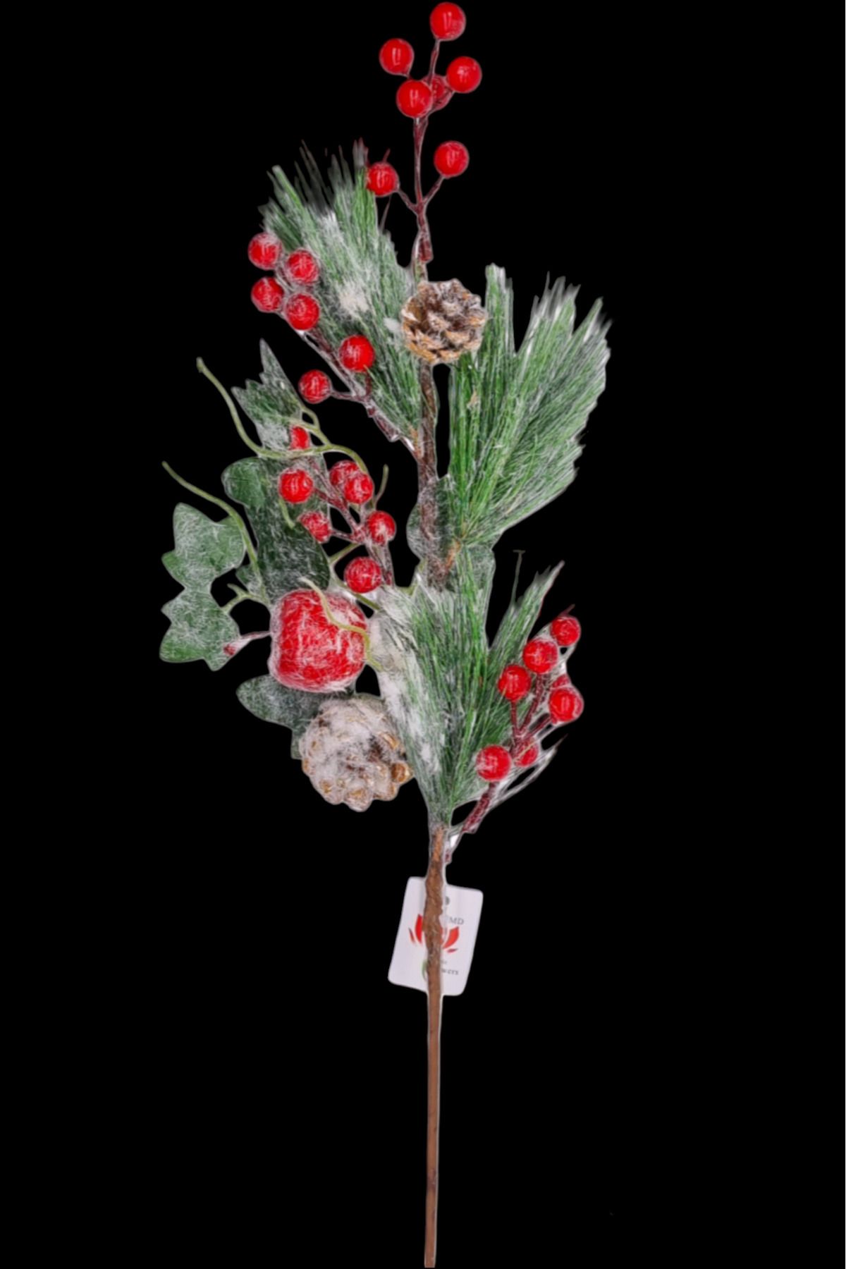 MD Aspiz Flowers 2 Adet Dekoratif Yılbaşı Çiçeği Kırmızı Kokina Yeni Yıl Dalı Noel Christmas Bitki Yaprak Pampas Gul