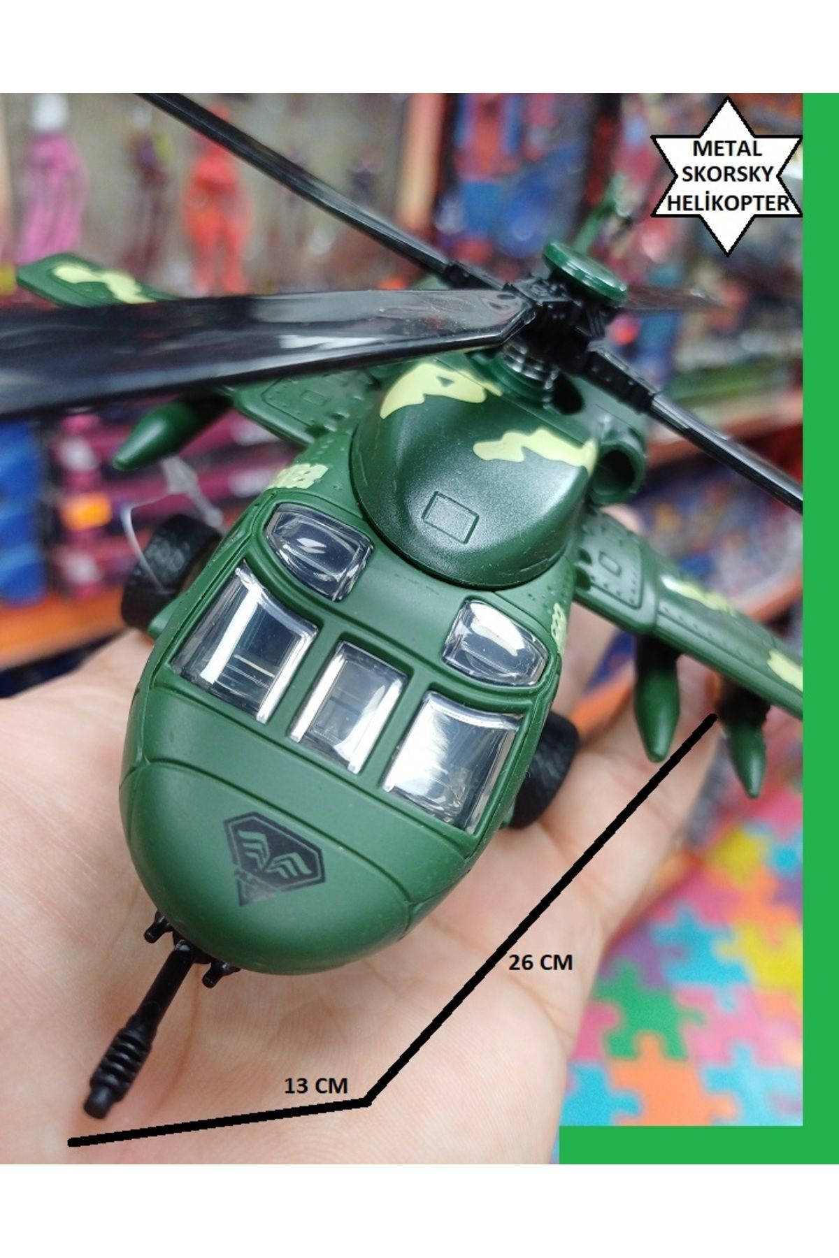 OYUNCAKSAHİLİ Sikorsky 5.Nesil Savaş Helikopter Metal Işık Ses Efektli Koleksiyon Model Yeşil Skorski