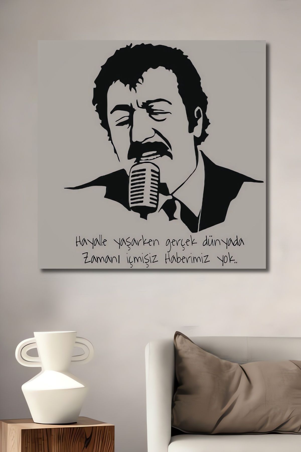 Teona Ahşap Dekoratif Dikey Müslüm Gürses Duvar Tablo Ahşap Dikdörtgen Tablo