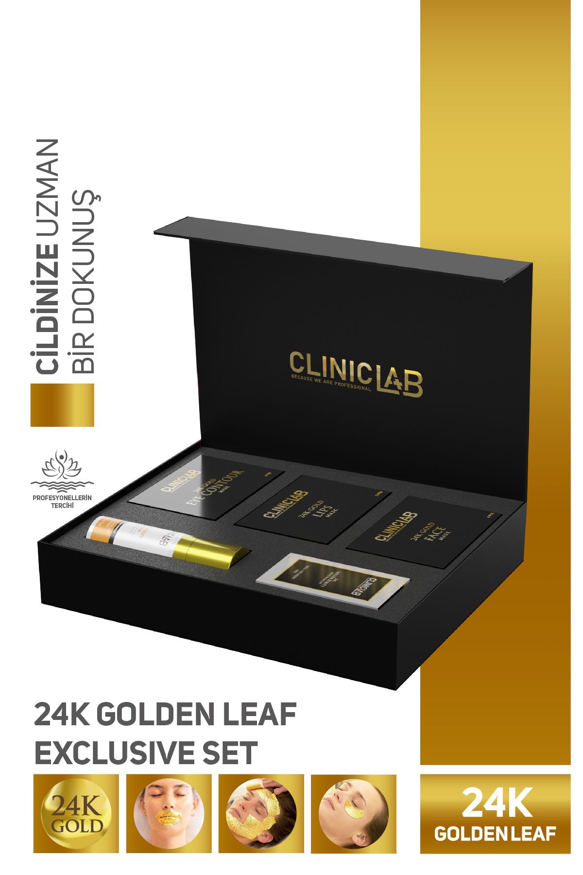Cliniclab Golden Beauty Professional Set 30 ml Mask Base + 3 Face Eye Lip  1 Aylık Set