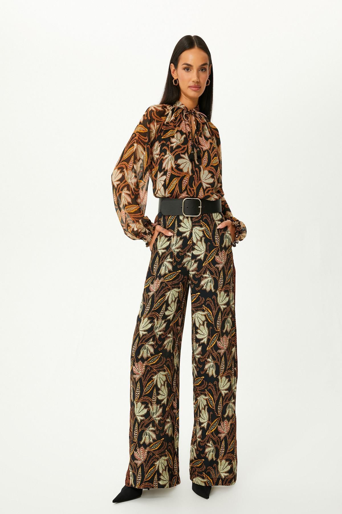 Koton Kadın Kahverengi Desenli Bluz