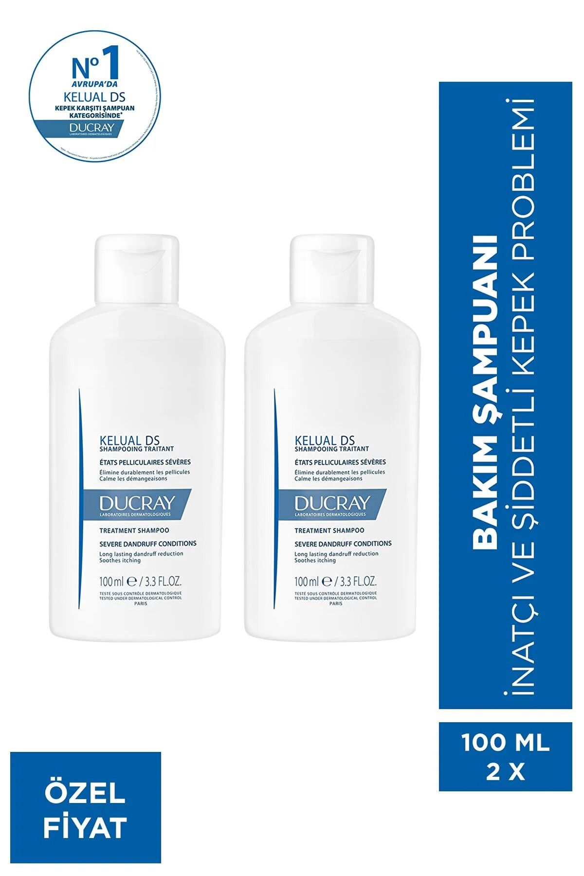 Ducray KELUAL DS İnatçı ve Şiddetli Kepek Karşıtı Şampuan 100 ML x 2 Avantajlı Paket