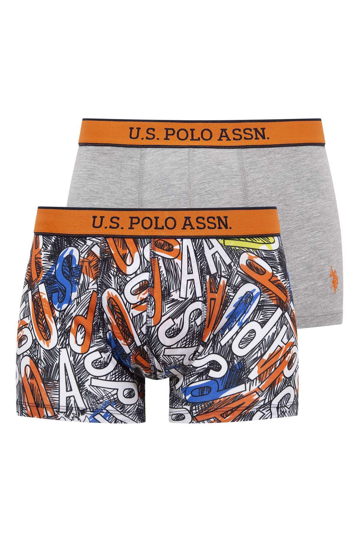 U.S. Polo Assn. Erkek Baskılı-Gri 2'li Boxer
