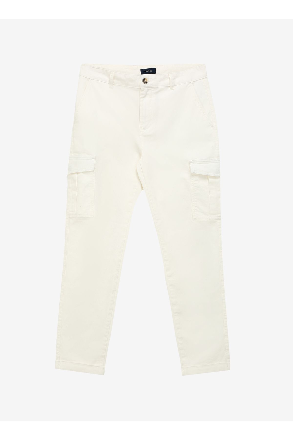 Fabrika Normal Bel Dar Paça Basic Kırık Beyaz Erkek Kargo Pantolon F3WM-PNT162