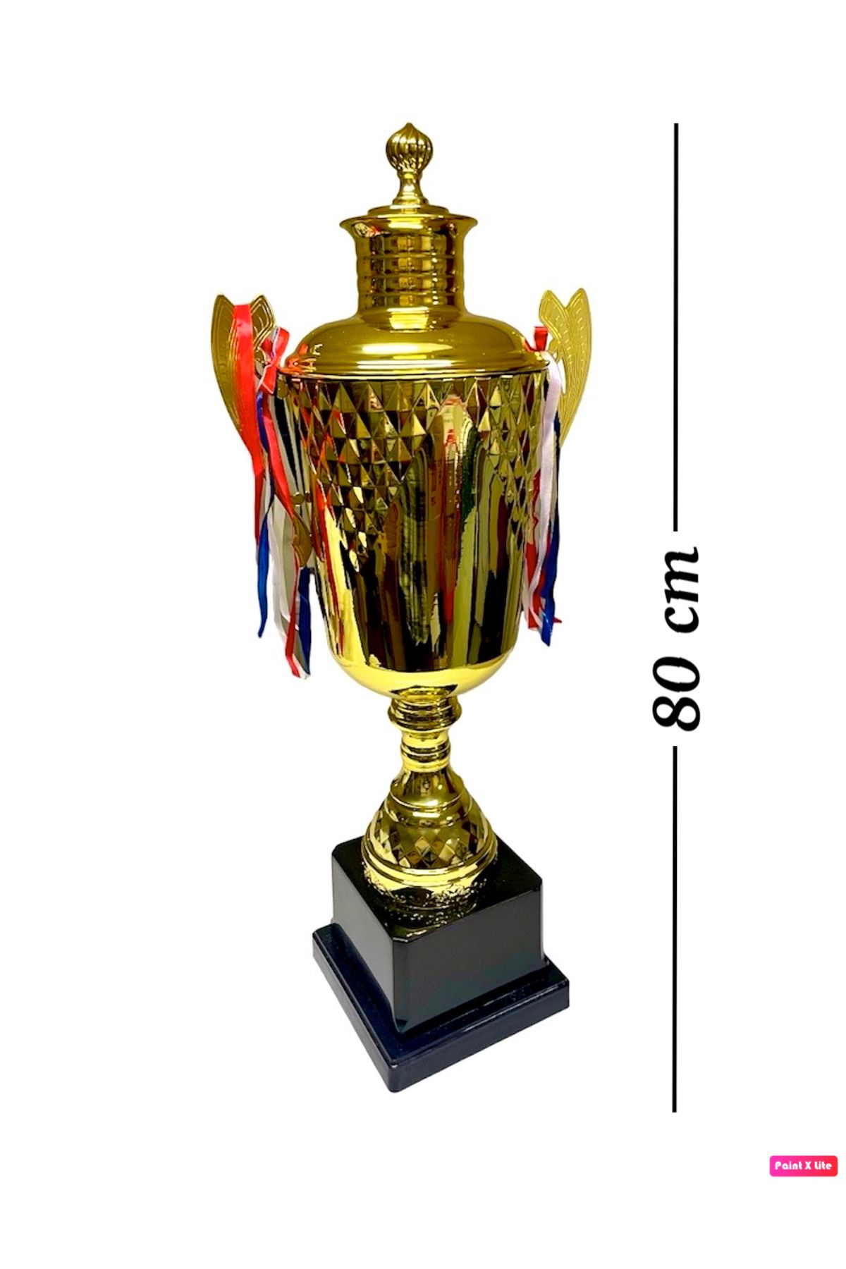 Avessa 80 cm Kahverengi Zemin Kapaklı Gold Kaplama Kupa Her Spor Branşına Uygun Metal Ödül Kupası