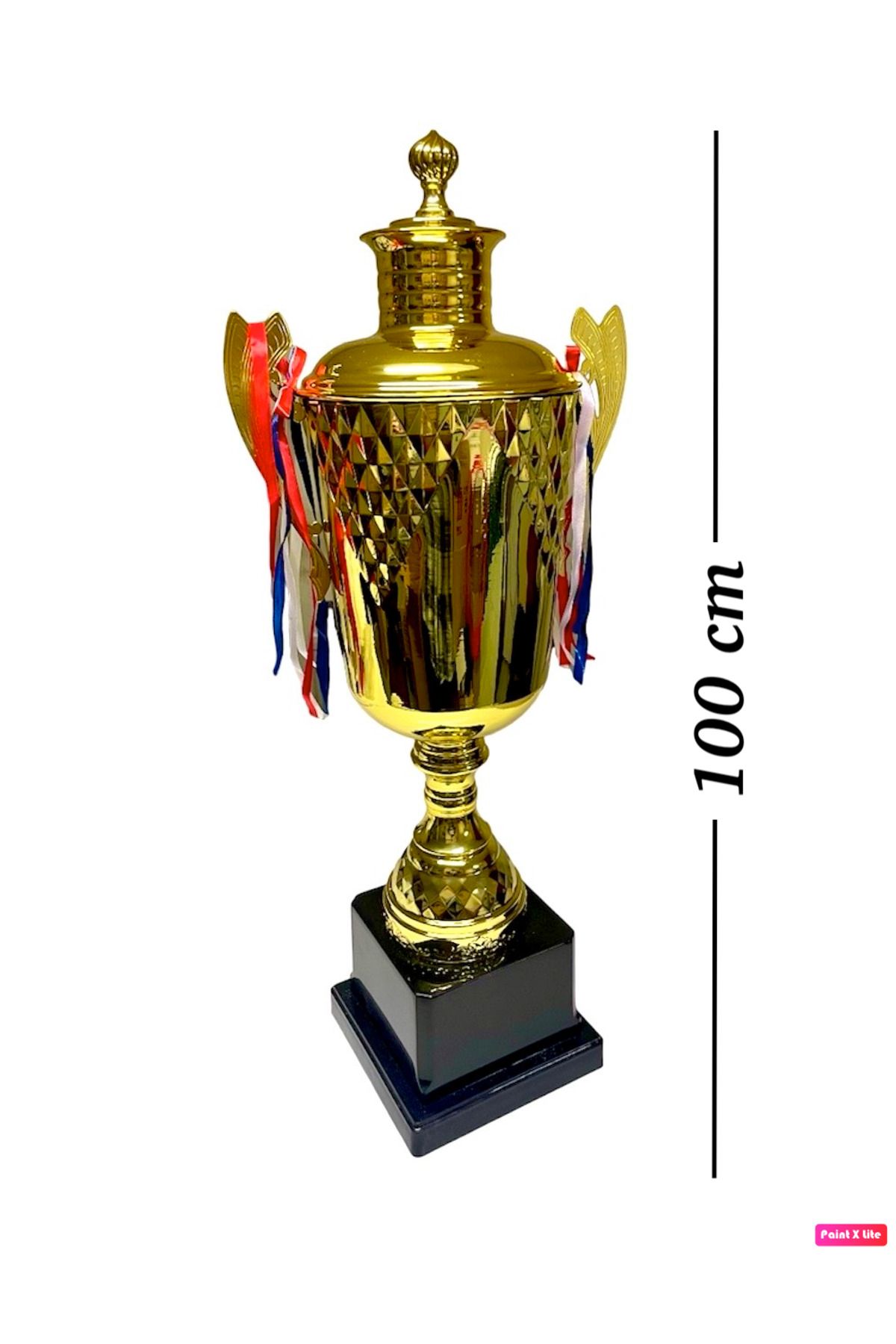 Avessa 100 cm Kahverengi Zemin Kapaklı Gold Kaplama Kupa Her Spor Branşına Uygun Metal Ödül Kupası