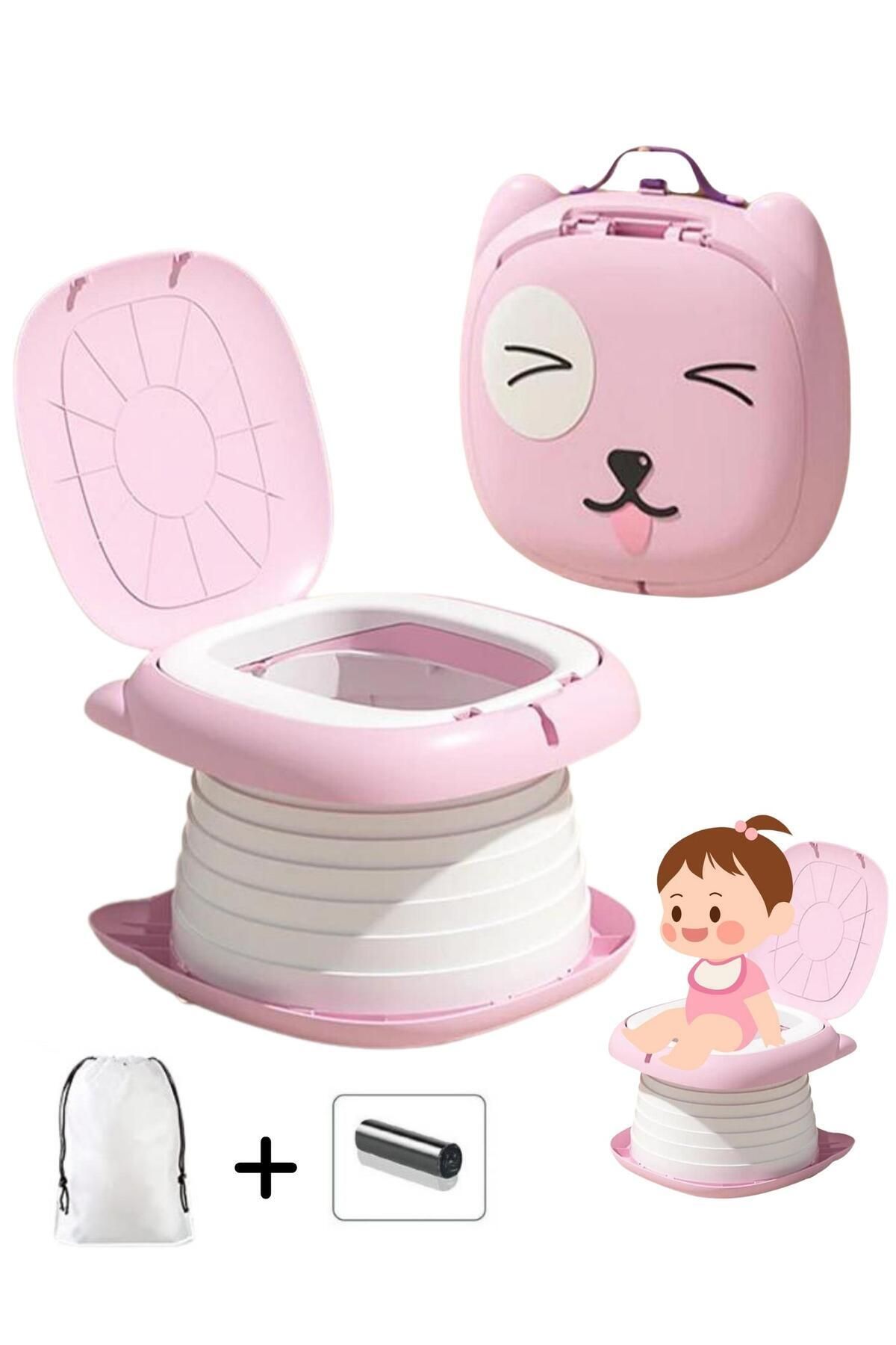 MooieBaby's Cat Potty Katlanabilir Çocuk Tuvaleti, Çok Fonksiyonlu Taşınabilir Alıştırma Lazımlığı, Carry Potty