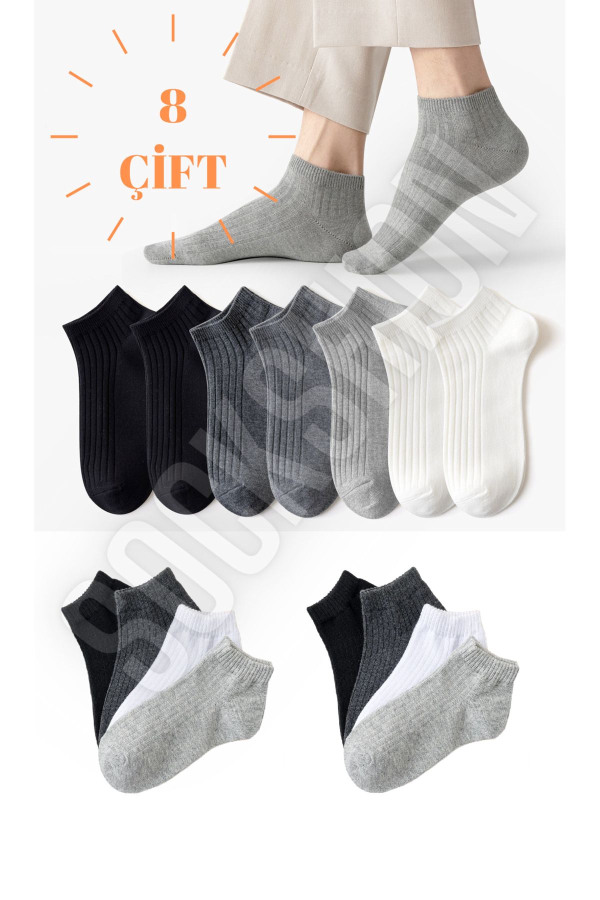 SOCKSHION Unisex 8 Çift Pamuklu Derbili Çorap Seti - Ayaklarınıza Renk Katın!