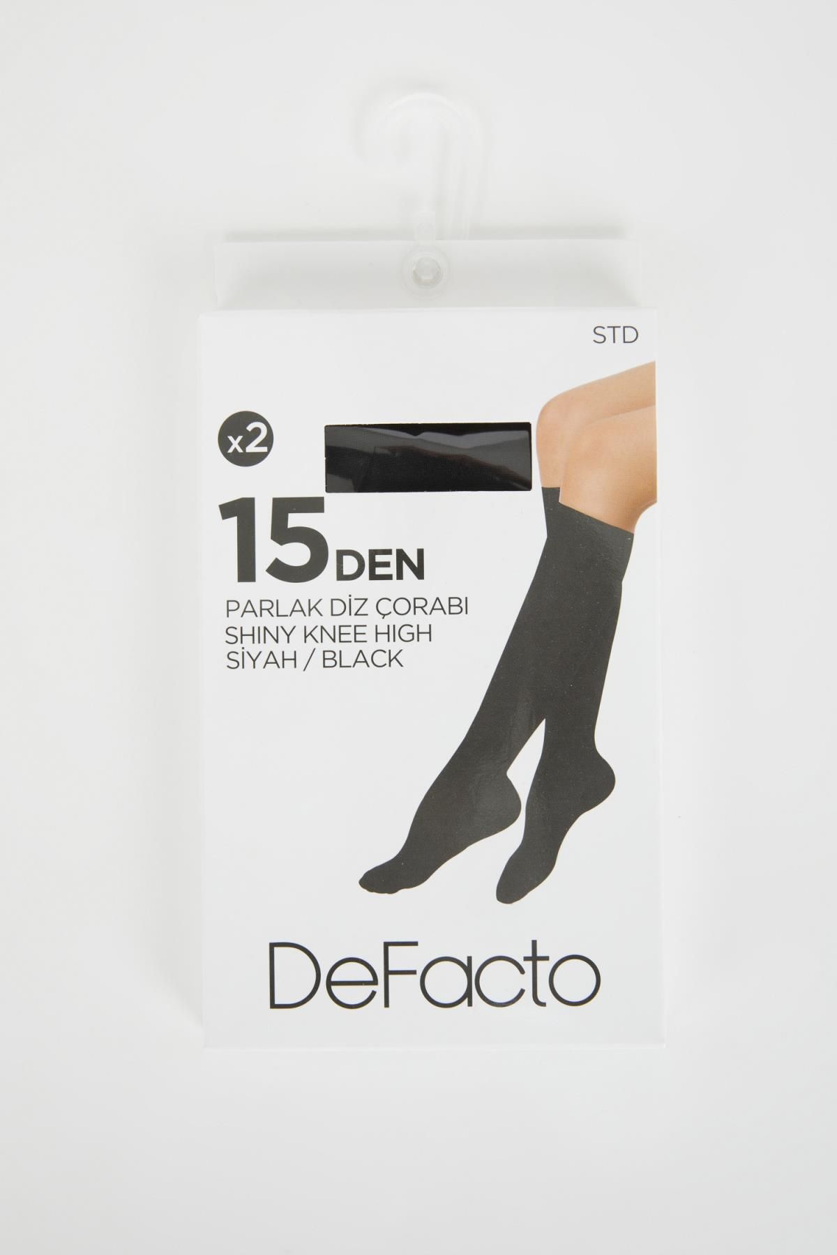 Defacto 15 Den Fit Kadın 2'li Diz Altı Çorap B5880axns