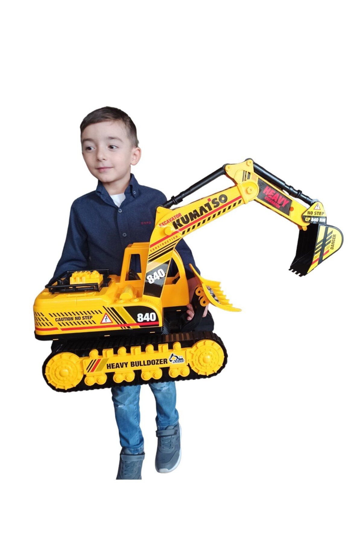 PopŞeker Oyuncak Buldozer Mega Boy İnşaat ve İş Makinası Buldozer Kepçe İçi Dolu 72x45cm. İthal