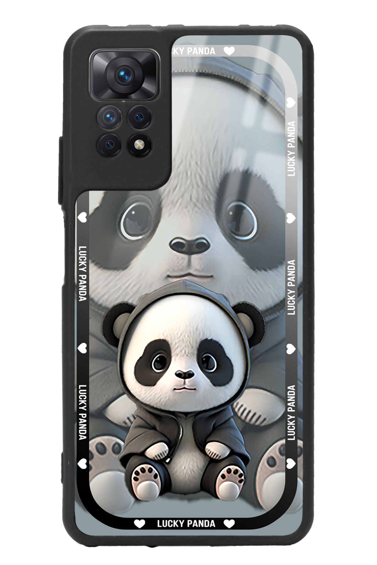 Spoyi Xiaomi Redmi Note 11 Pro White lucky panda Tasarımlı Glossy Telefon Kılıfı