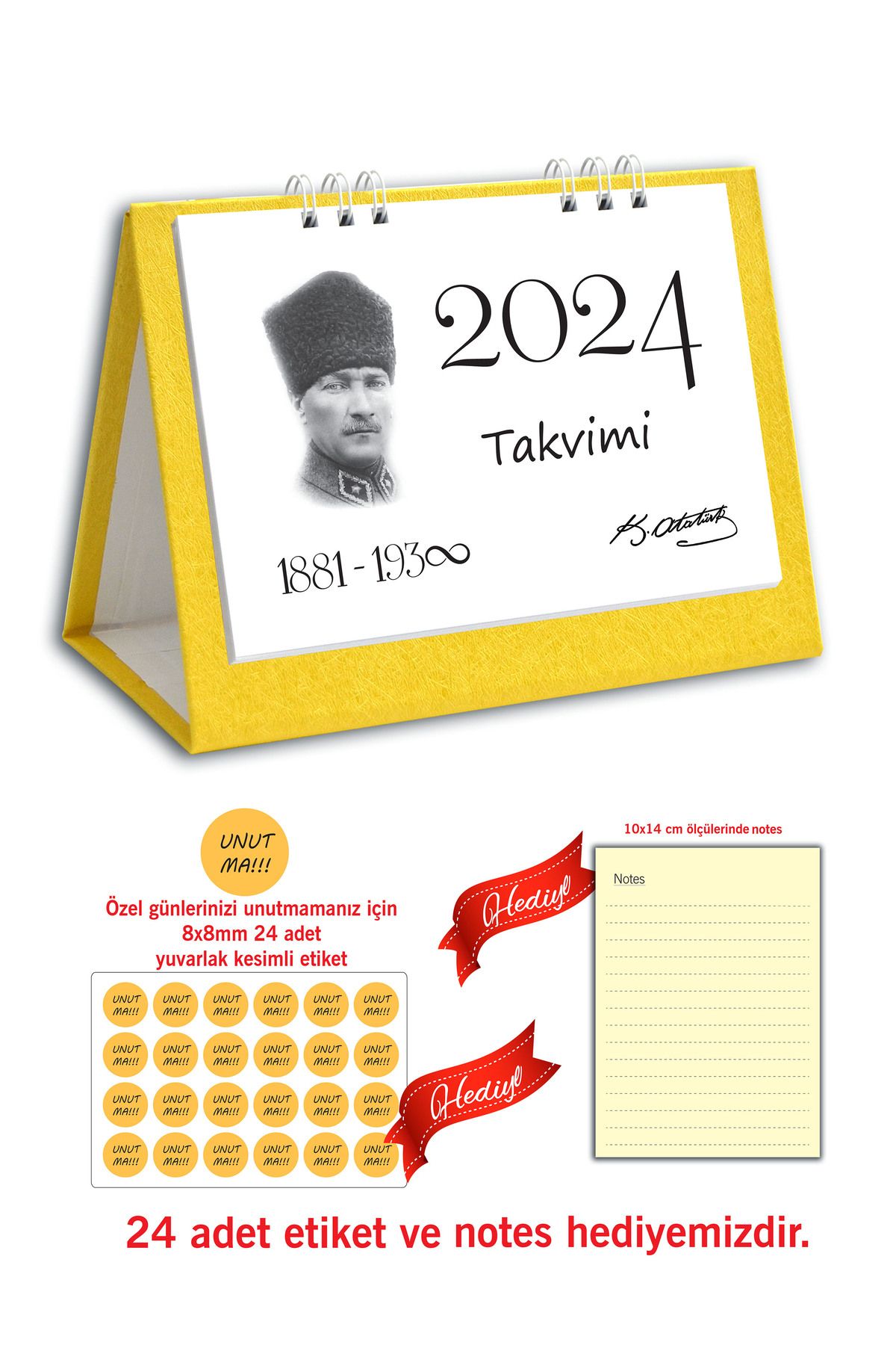 cabuk baskı 2024 Takvim, Atatürk Masa Takvimi 2024, 2024 Üçgen Takvim, 2024 Spiralli Masa Takvimi