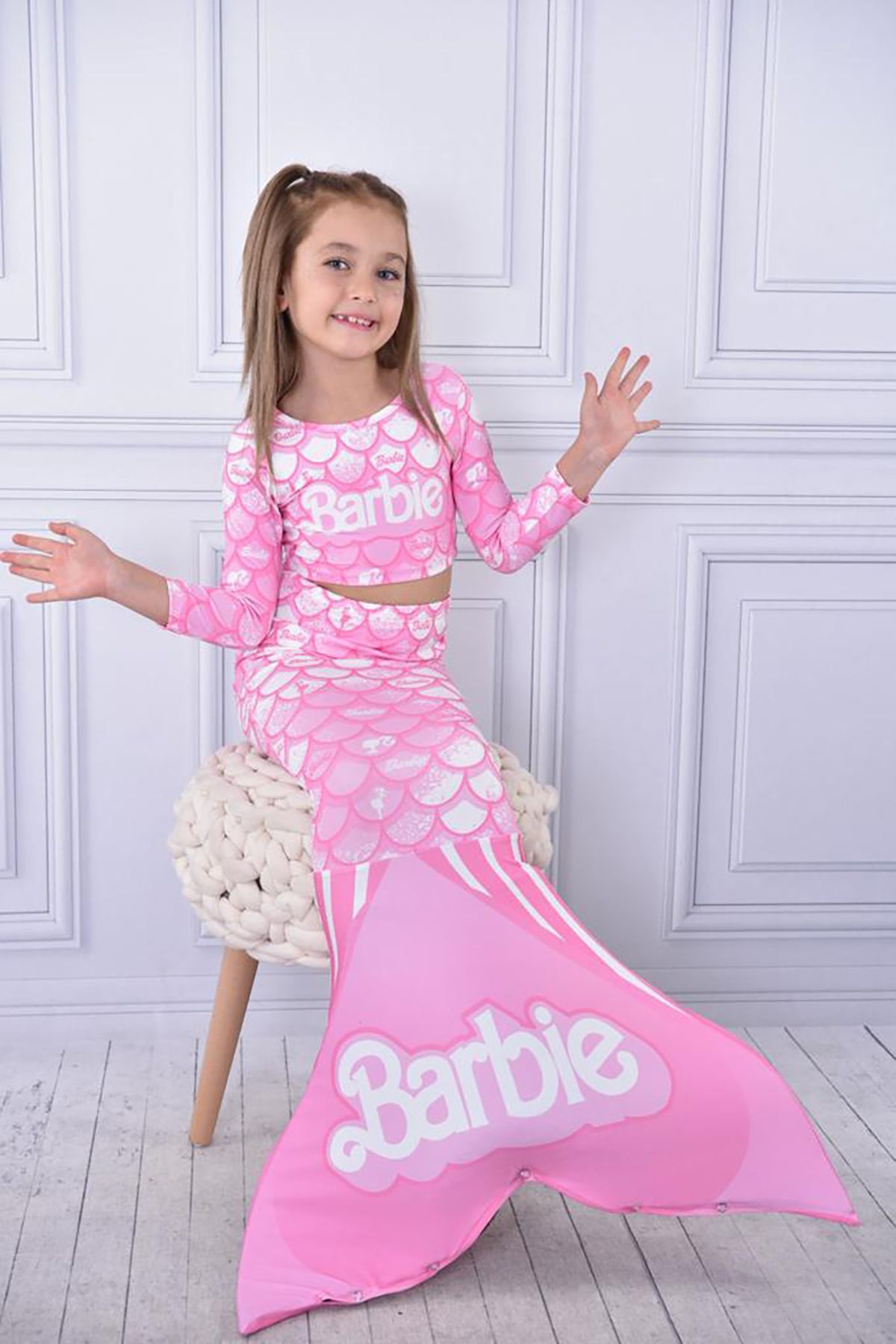 My Kids Wear Yeni Sezon Kız Çocuk Deniz Kızı Kostümü Pembe