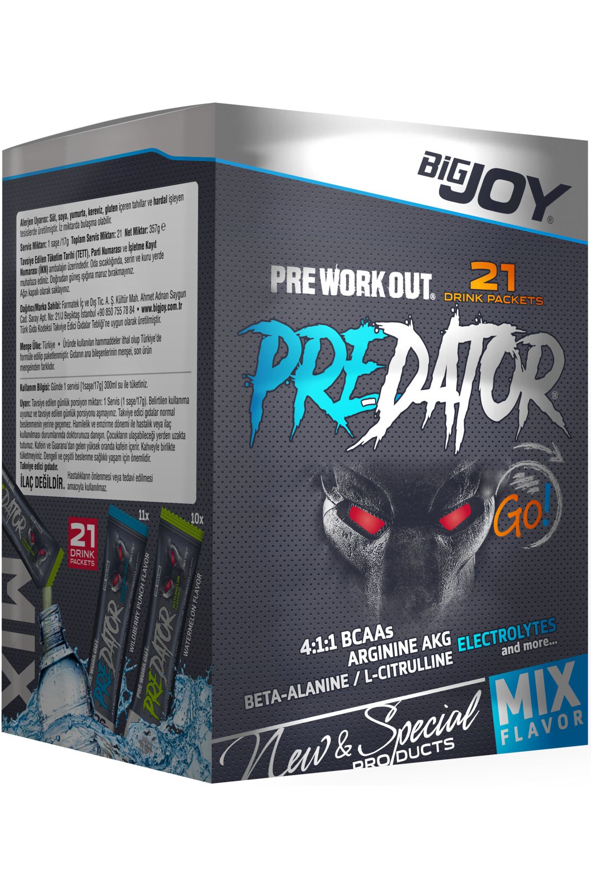 Bigjoy Sports Predator Go! Preworkout Mix Aroma 17g X 21 Adet 357 G Pre-workout Aminoasit
