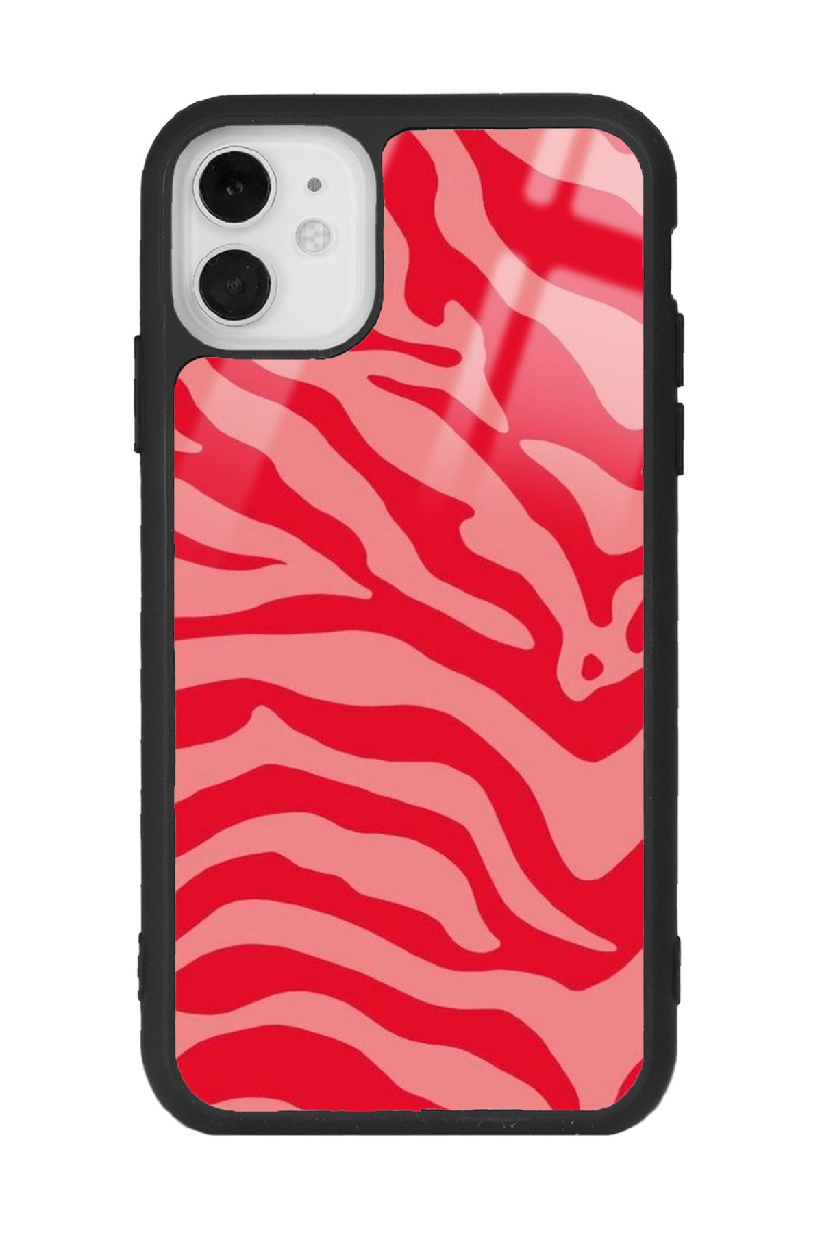 Spoyi iPhone 11 Red Zebra Tasarımlı Glossy Telefon Kılıfı