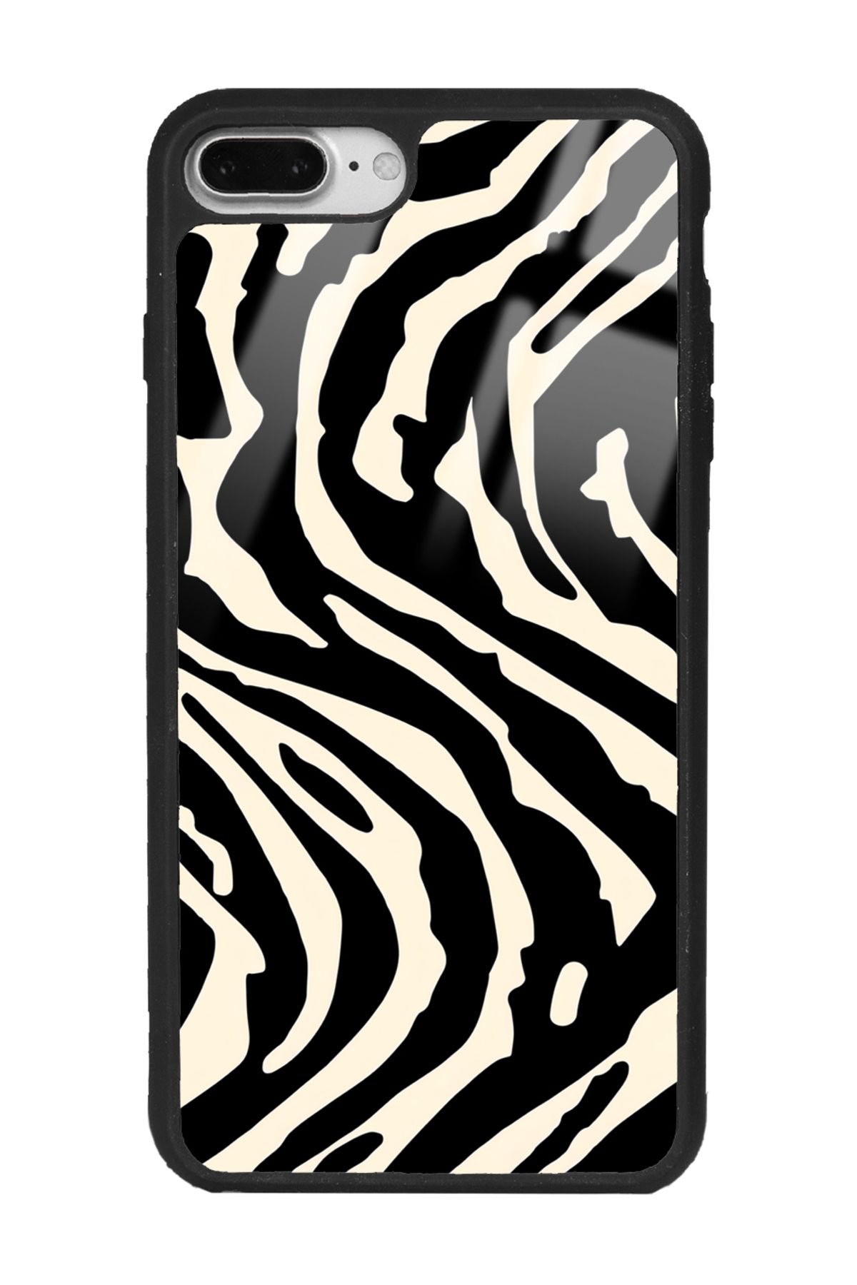 Spoyi iPhone 7 Plus - 8 Plus Zebra Tasarımlı Glossy Telefon Kılıfı