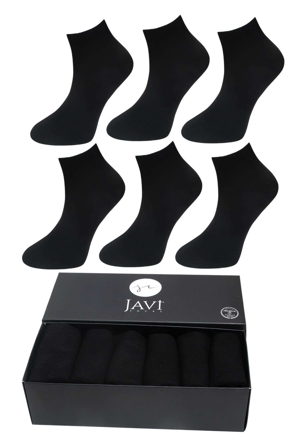 javi Bambu Erkek Patik Çorap Siyah Dikişsiz Premium Kutulu 6 Adet
