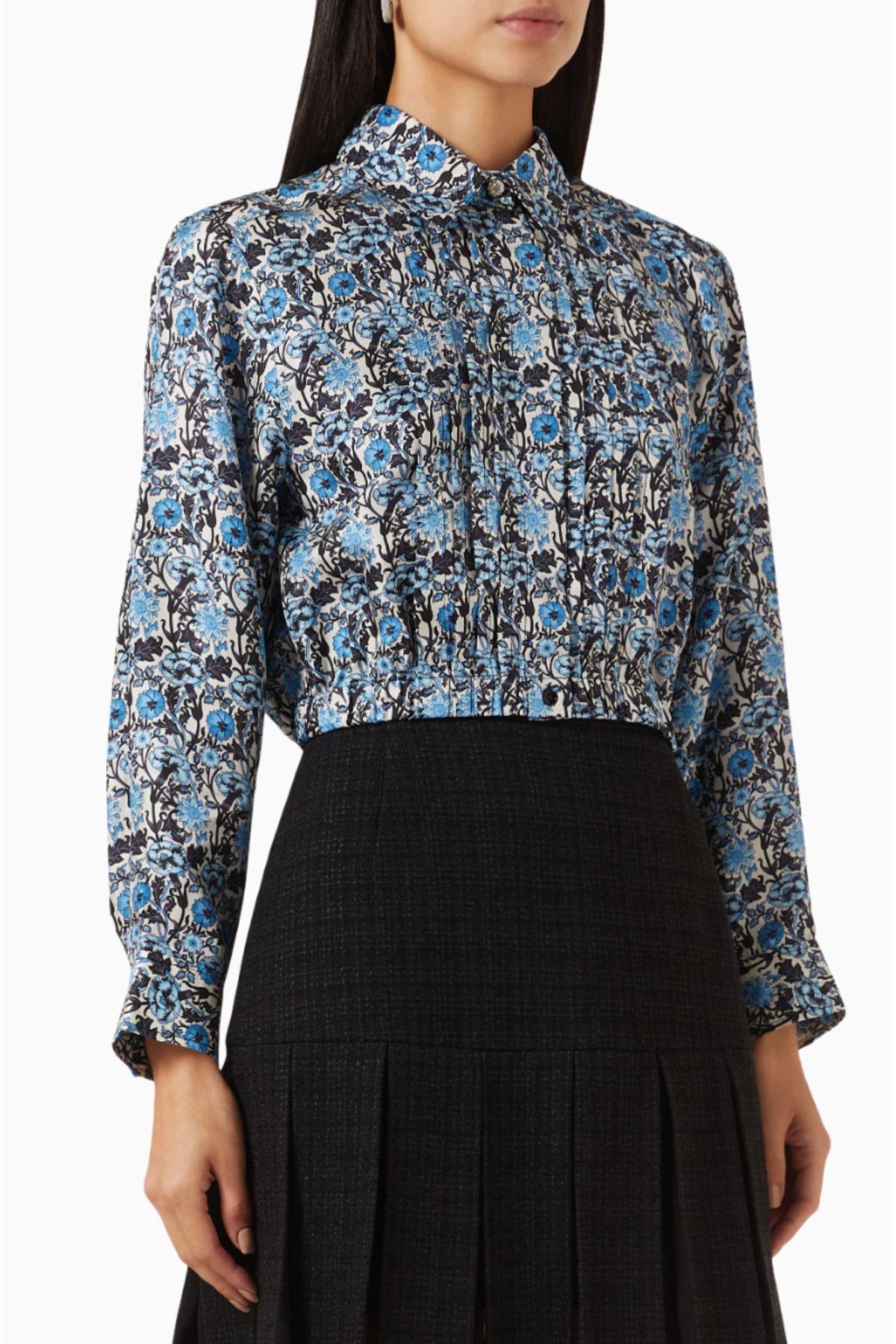 SANDRO Silk Blossom Print Shirt