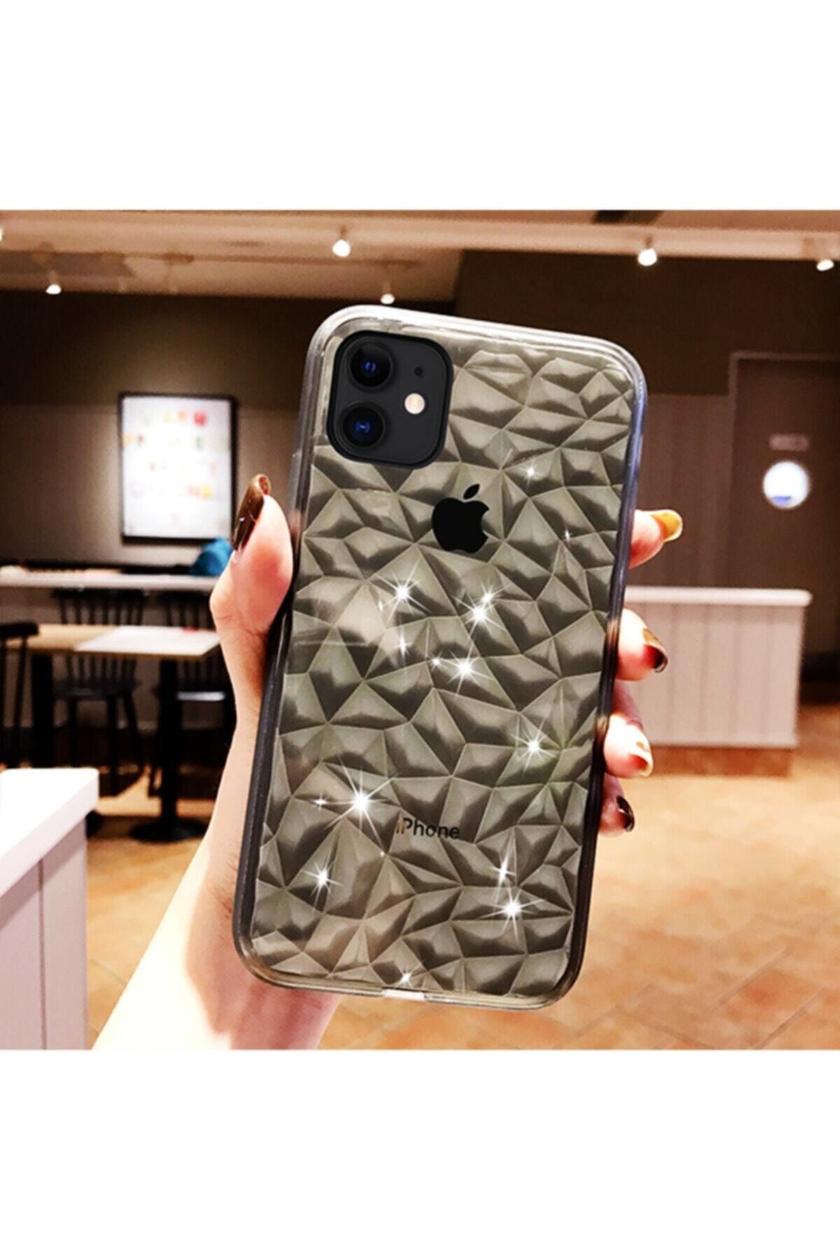 Molly Iphone 7/8 Uyumlu Füme Kristal Şeffaf Silikon Kılıf